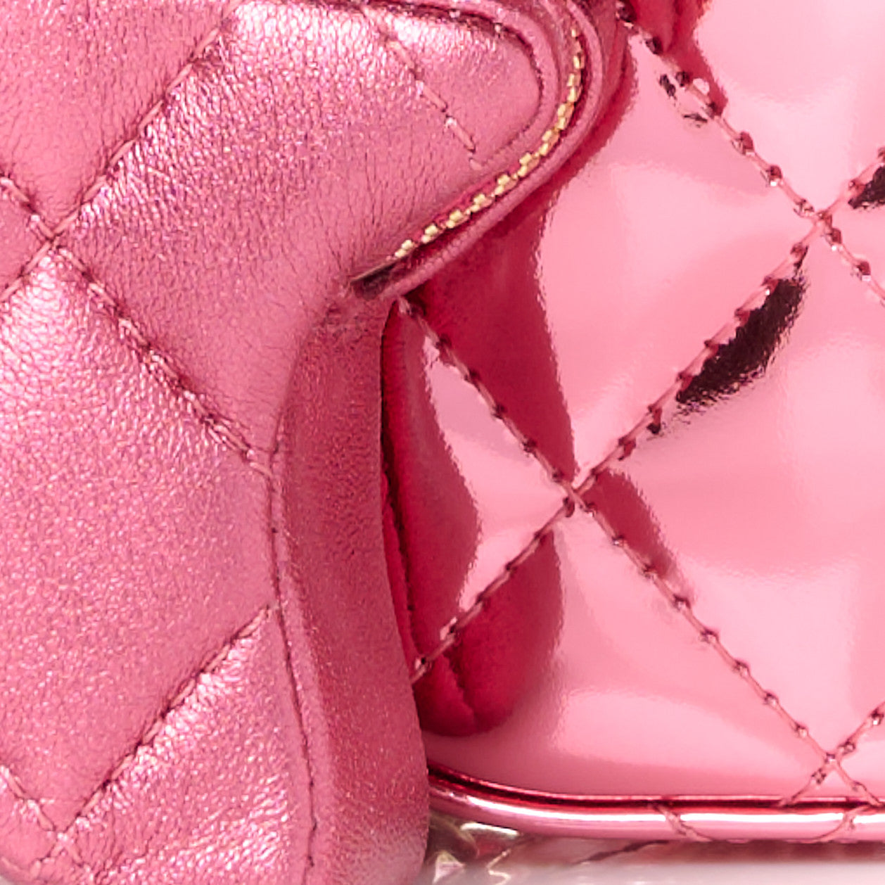 Mirror Calfskin Metallic Lambskin Quilted Hollywood Boulevard Mini Flap With Star Coin Purse Pink