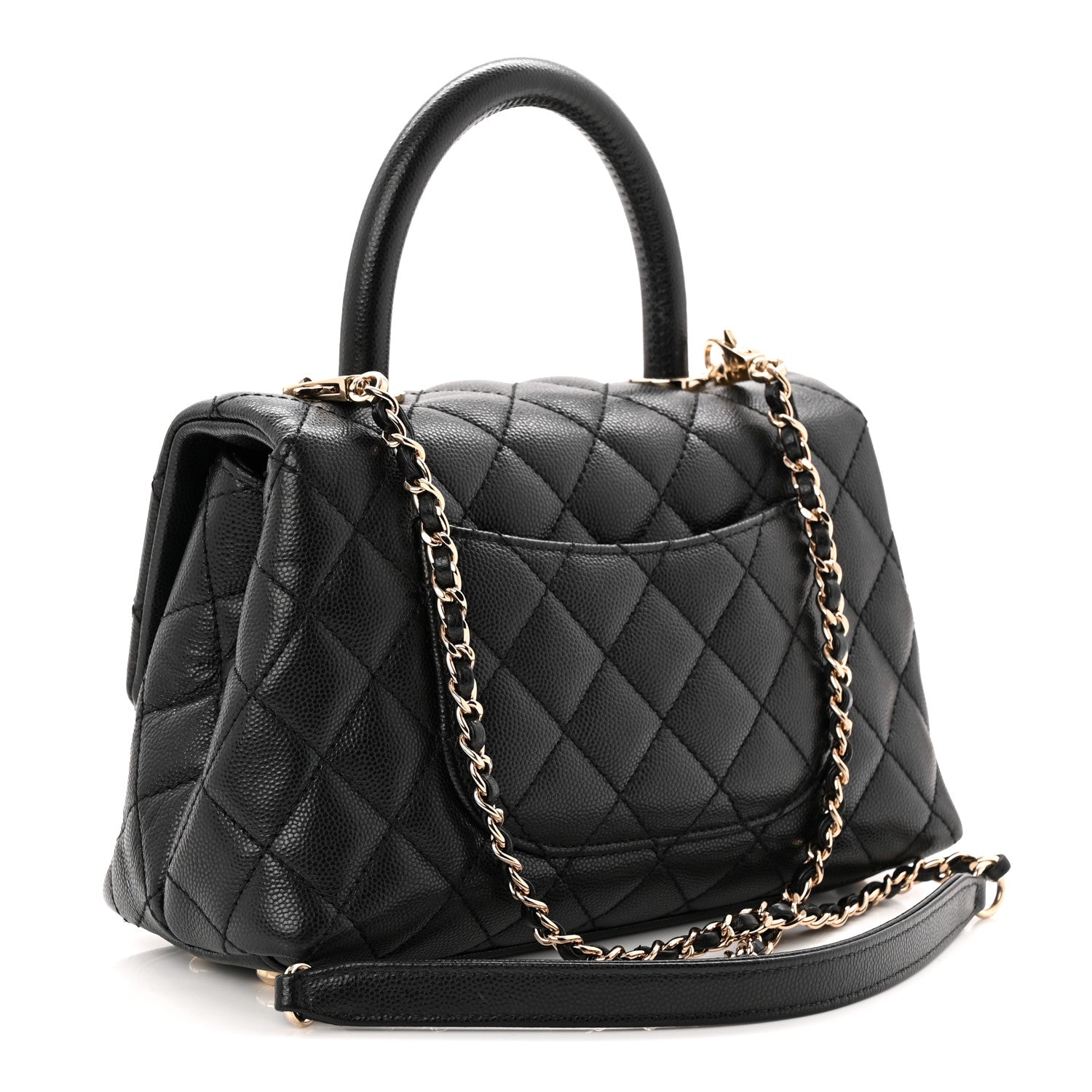 Caviar Quilted Mini Coco Handle Flap Black