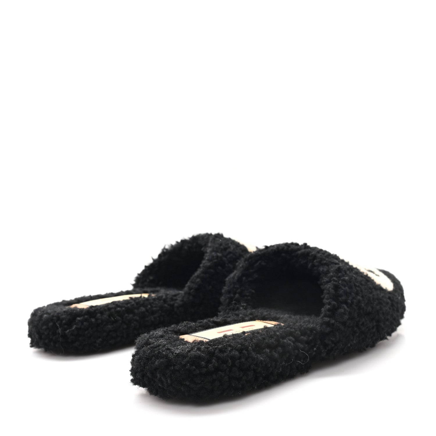 Faux Shearling Interlocking G Womens Eileen Slippers 36.5 Butterscotch Black