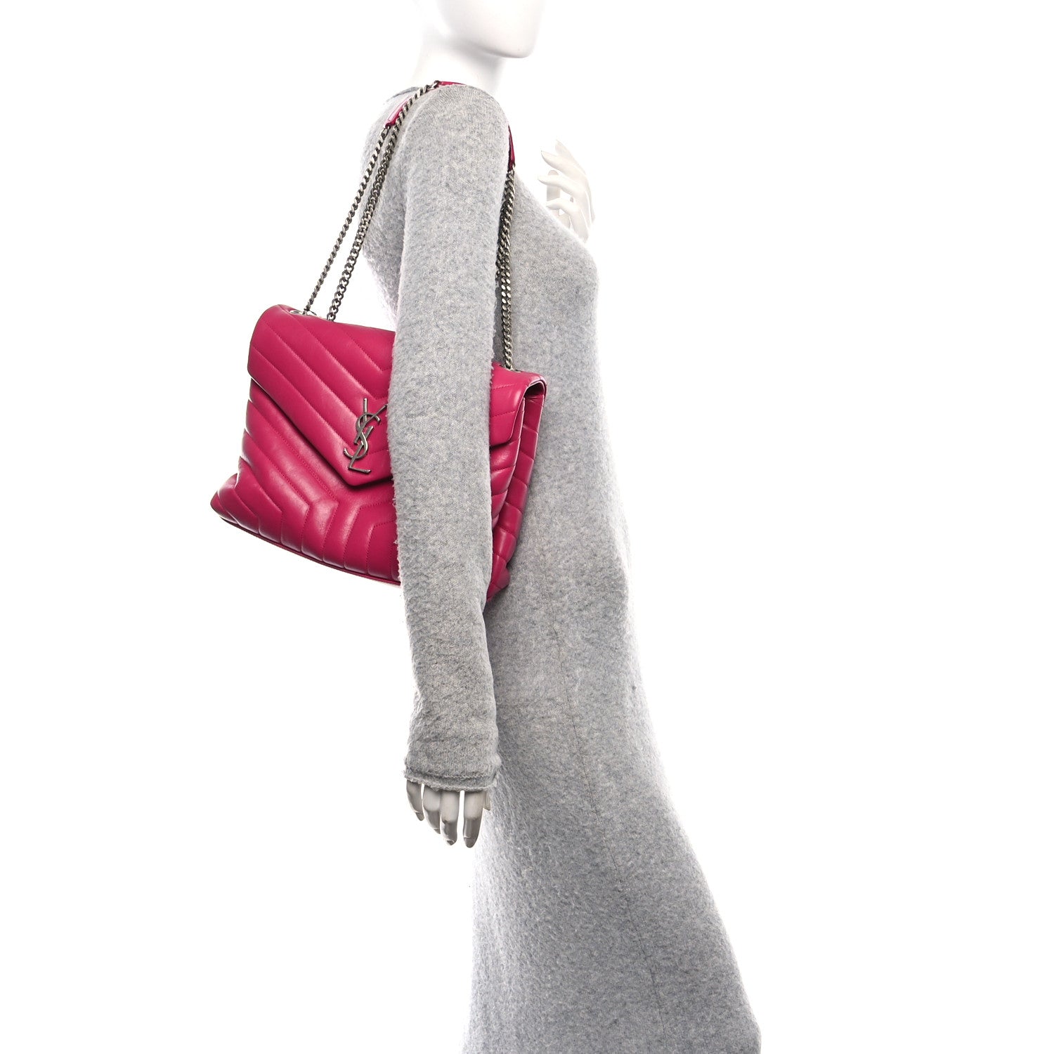 Calfskin Y Quilted Monogram Medium Loulou Chain Satchel Freesia
