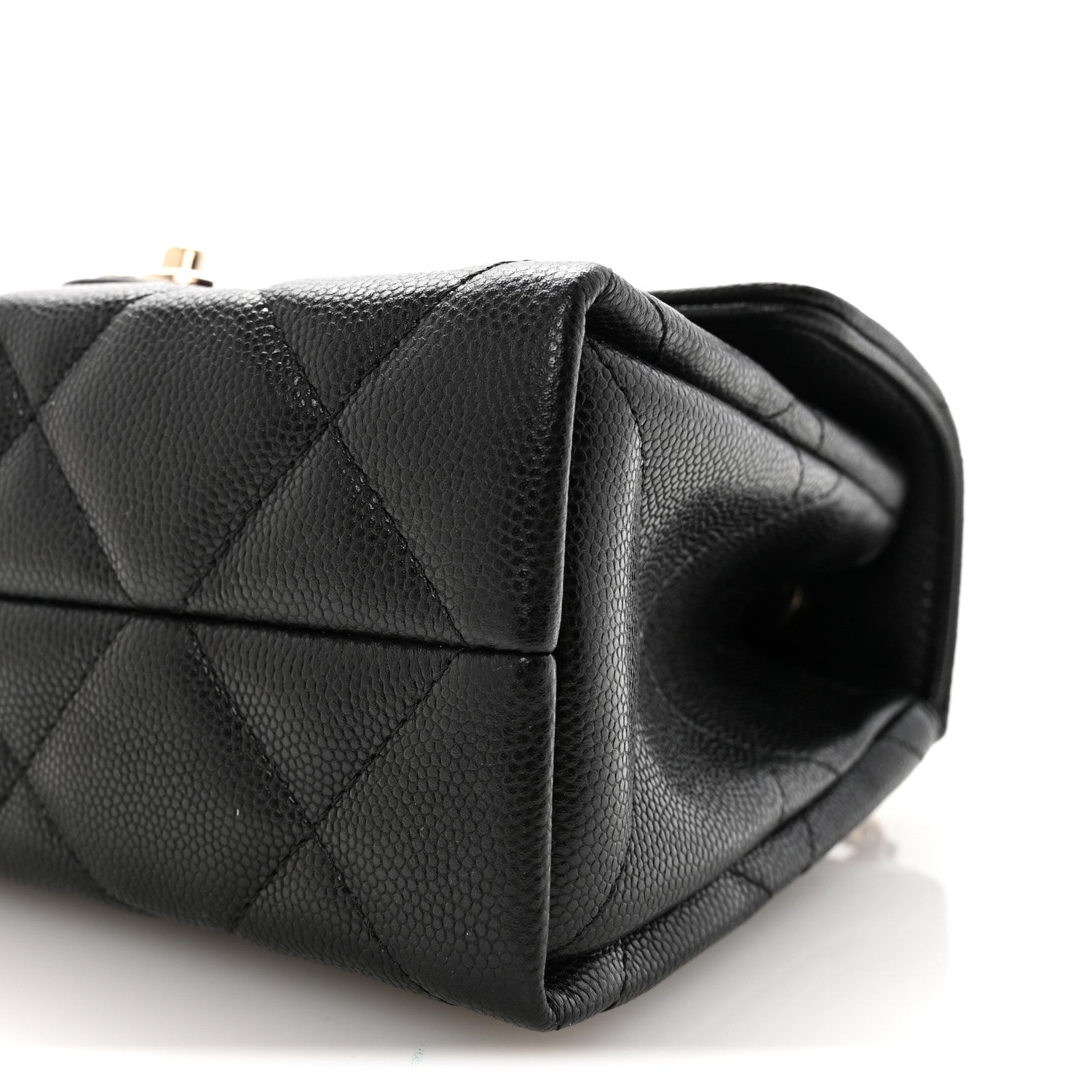 Caviar Quilted Mini Retro Twist Top Handle Flap Black