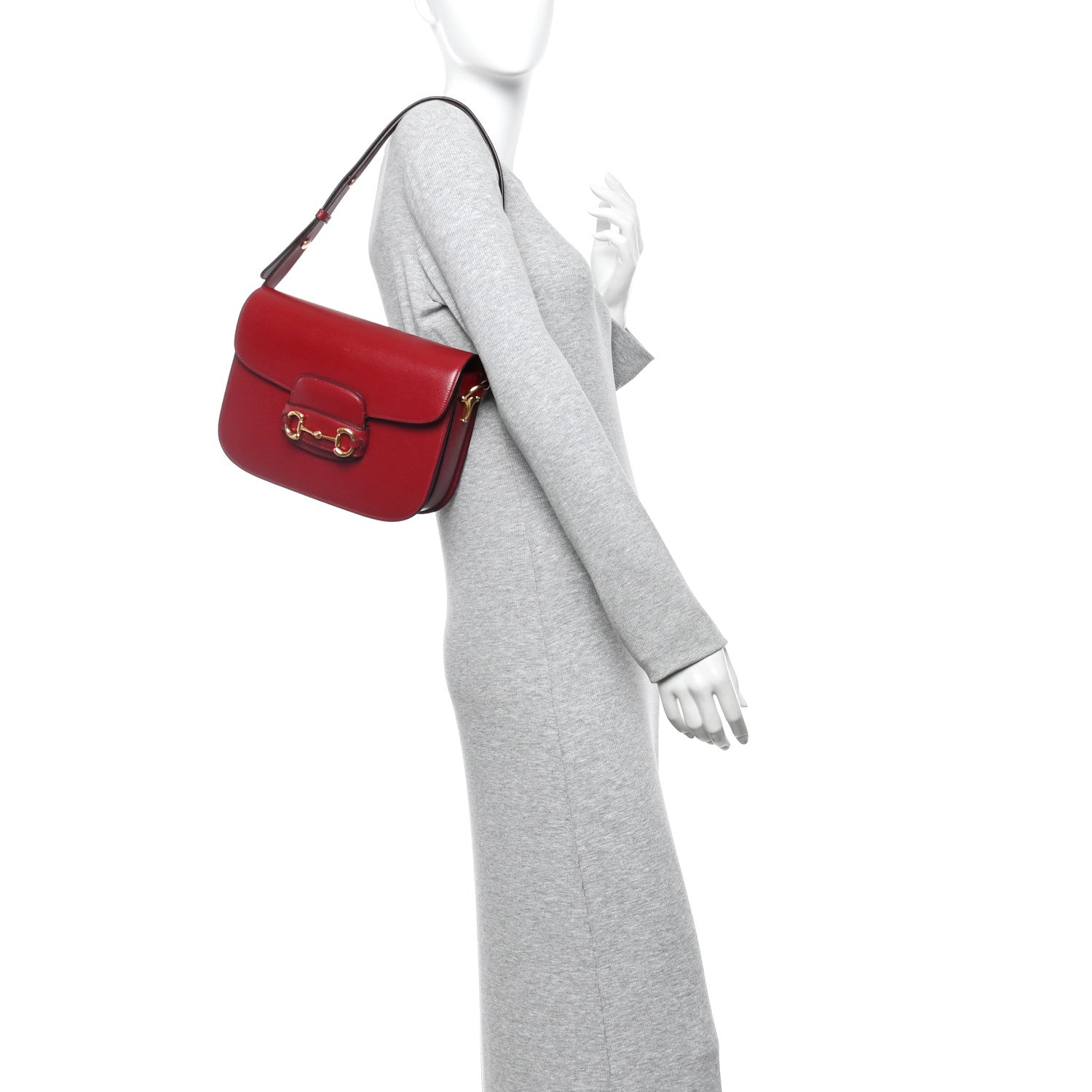 Azalea Calfskin Horsebit 1955 Shoulder Bag New Cherry Red