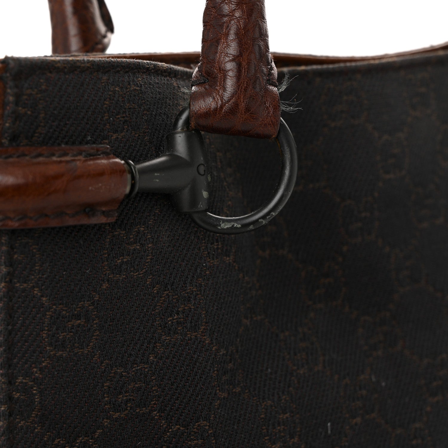 Monogram Denim GG Shoulder Bag Black Brown