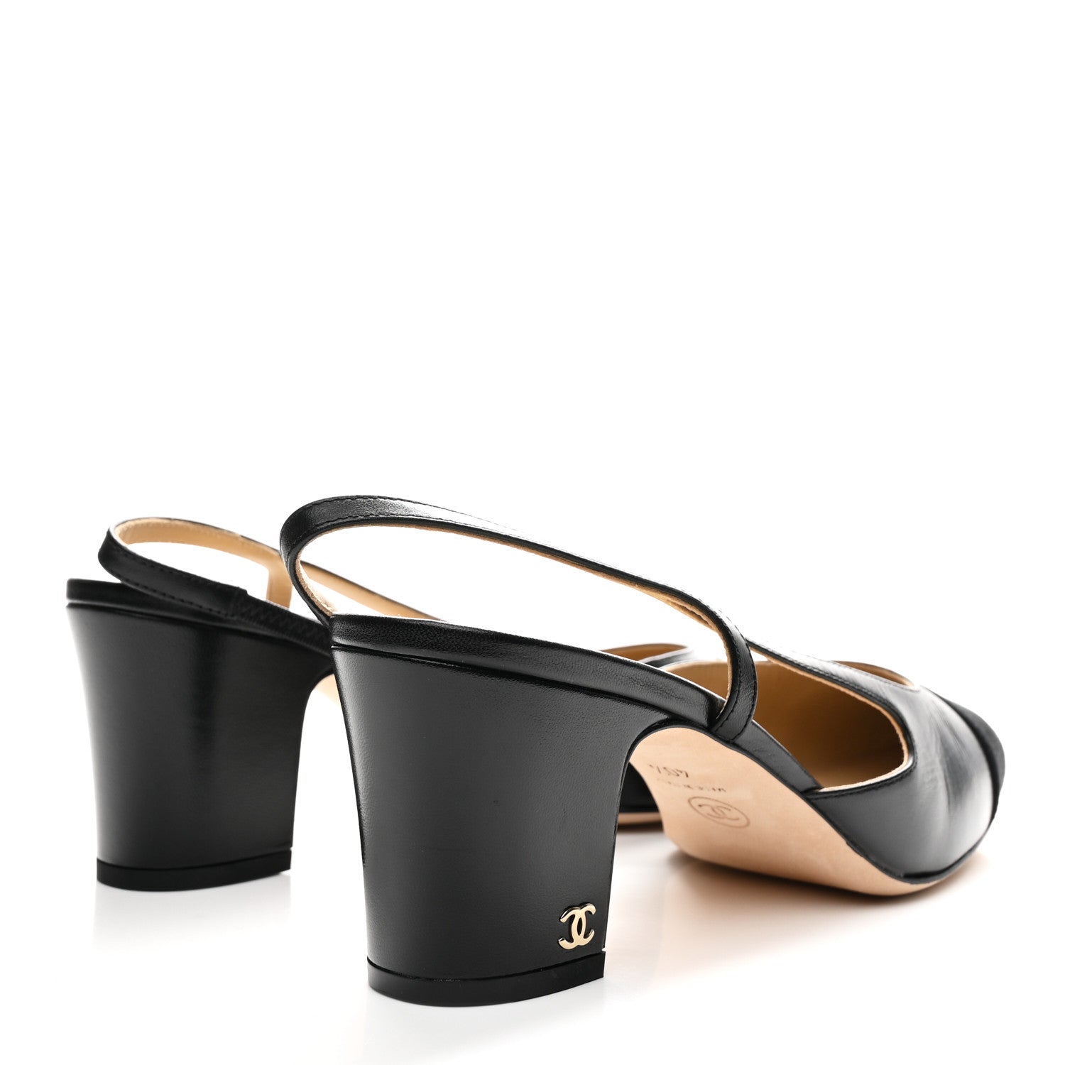 Goatskin Grosgrain Cap Toe CC Slingback Pumps 40.5 Black