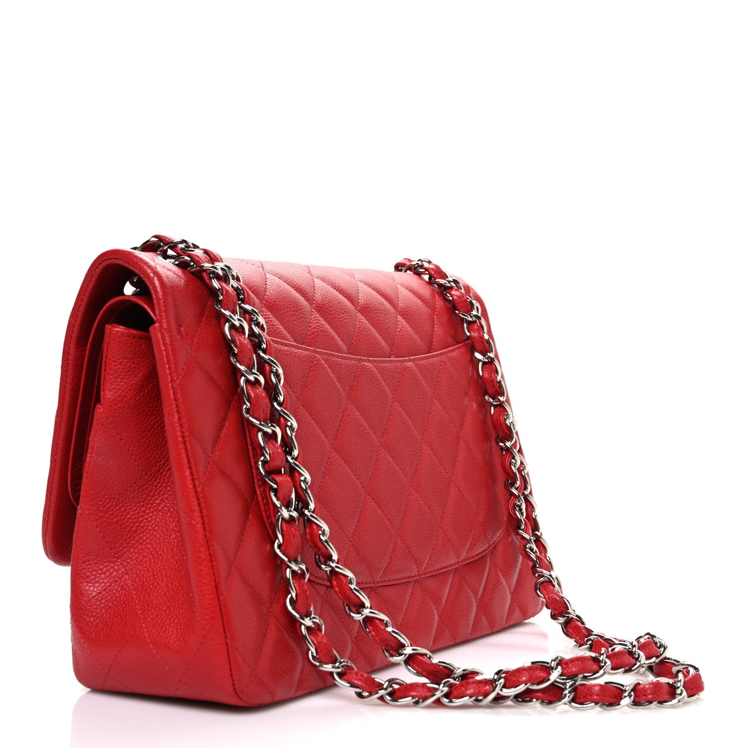 Caviar Quilted Jumbo Double Flap Red