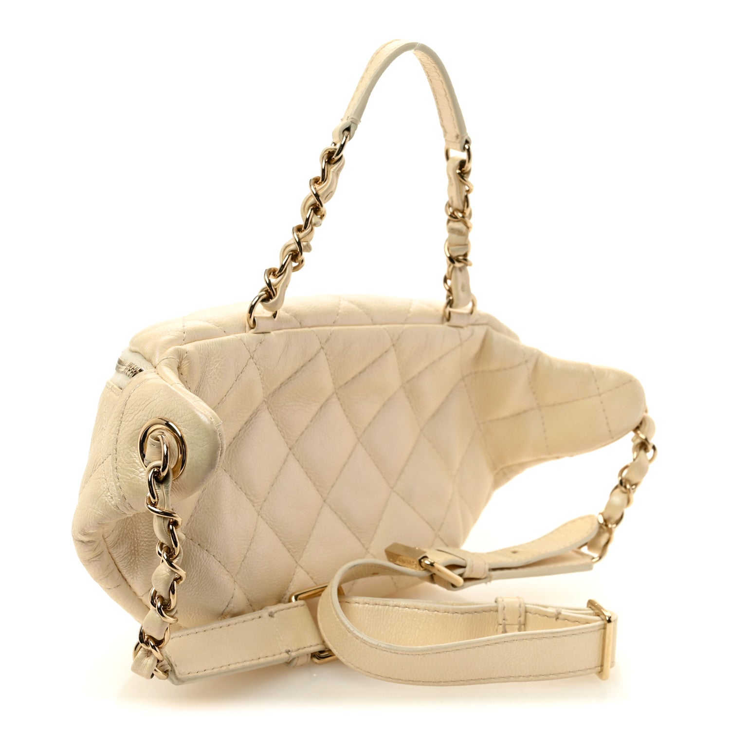 Calfskin Quilted All About Waist Belt Bag Light Beige