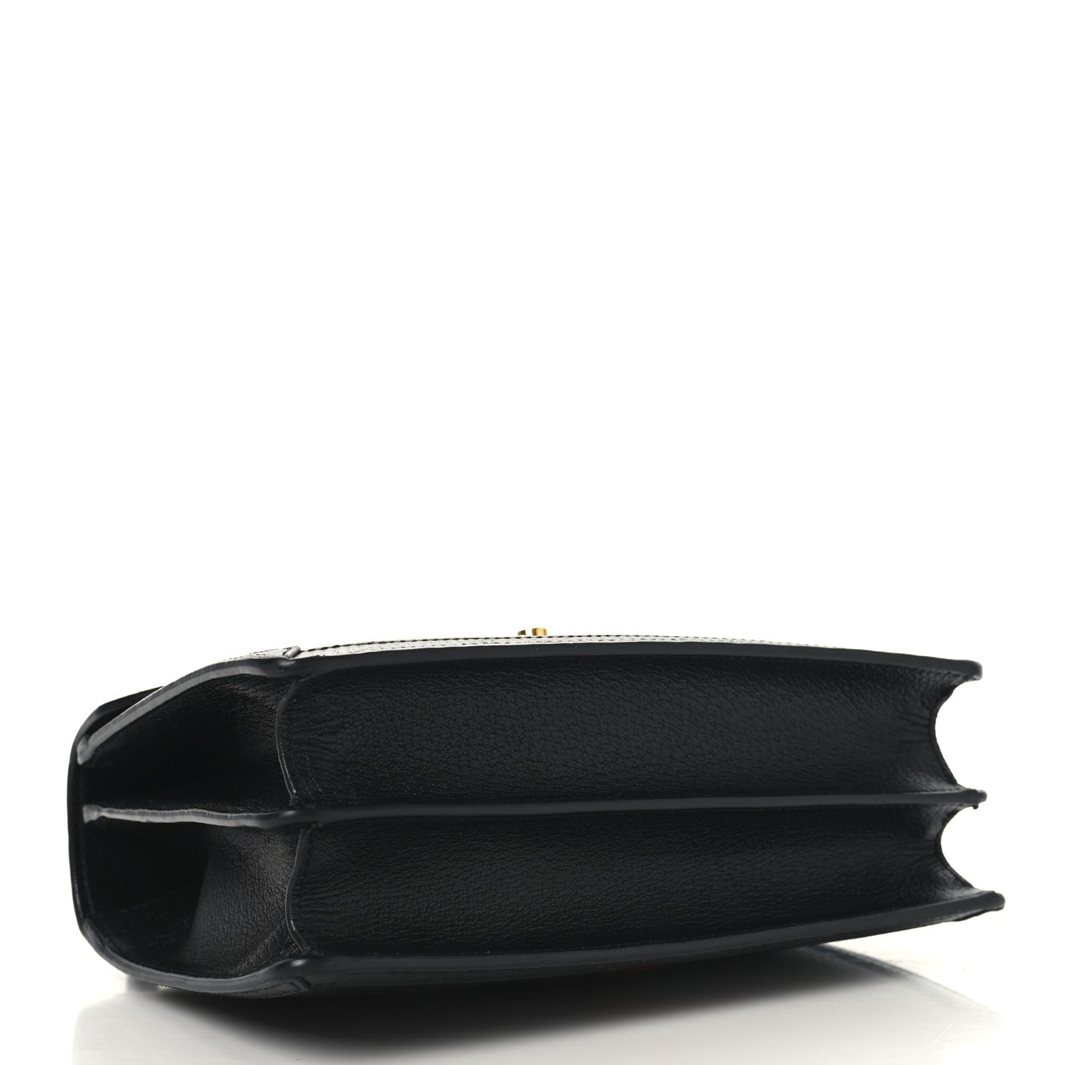Textured Dollar Calfskin Web Small Ophidia Padlock Top Handle Bag Black