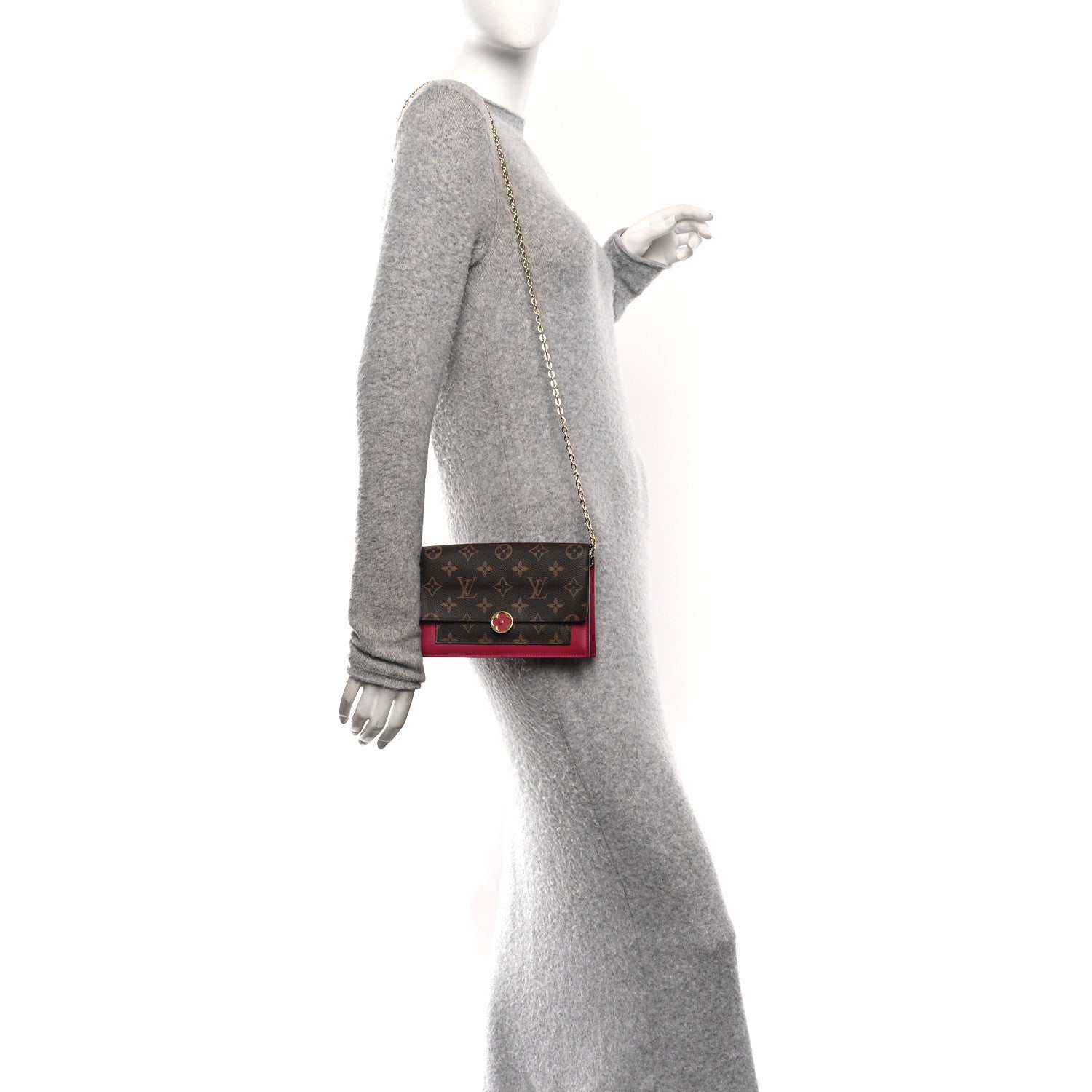 Monogram Flore Chain Wallet Fuchsia