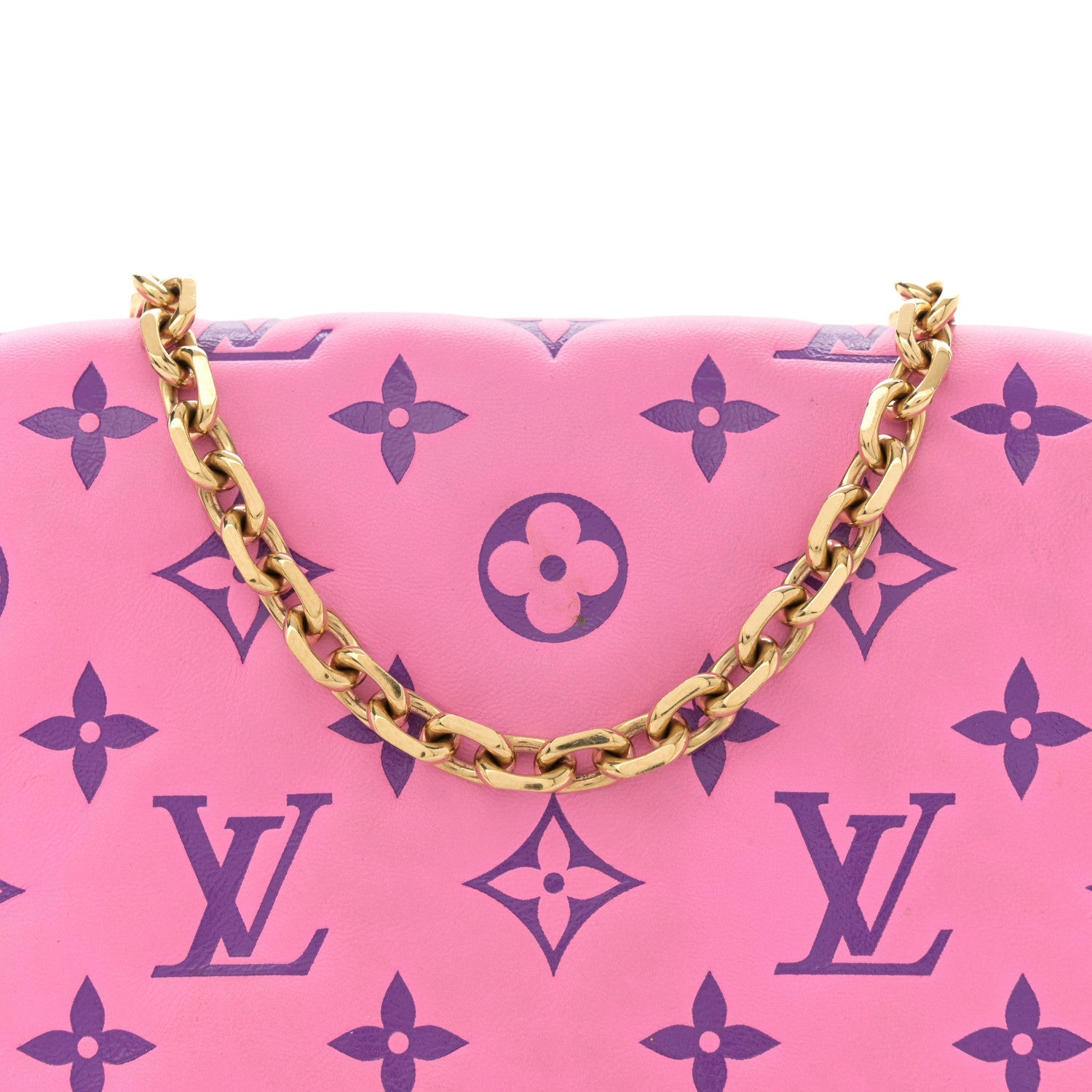 Lambskin Embossed Monogram Vuittamins Pochette Coussin Rose Violet