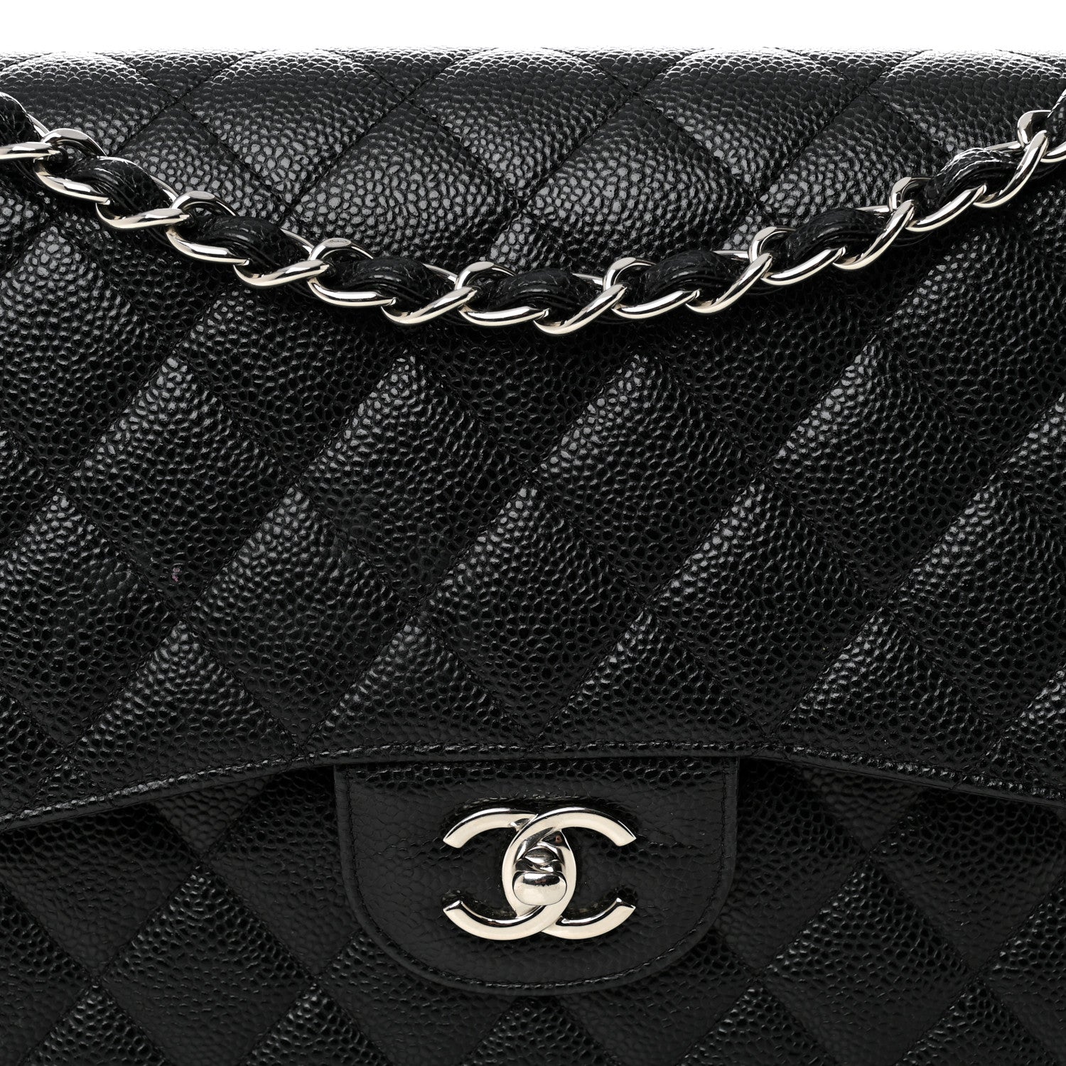 Caviar Quilted Jumbo Double Flap Black