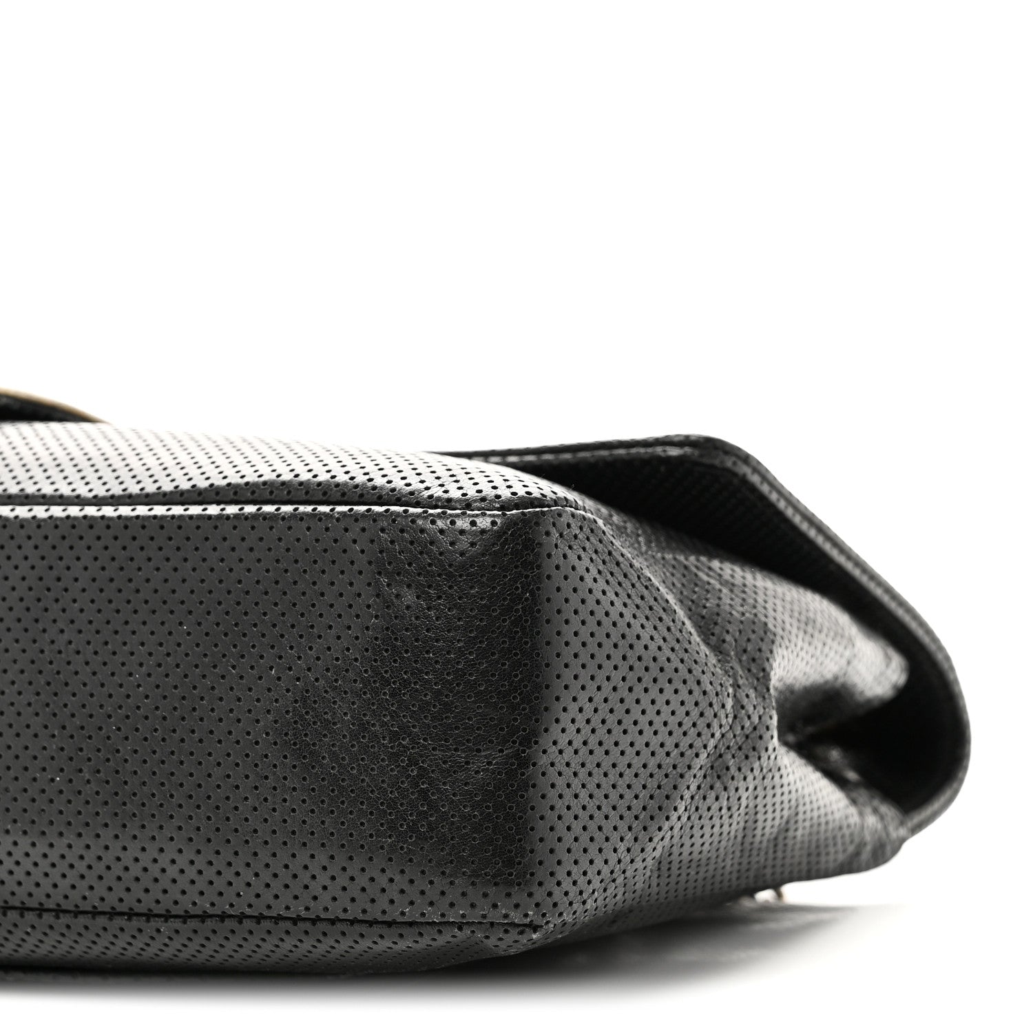 Lambskin Perforated Medium Single Flap Bag Black White