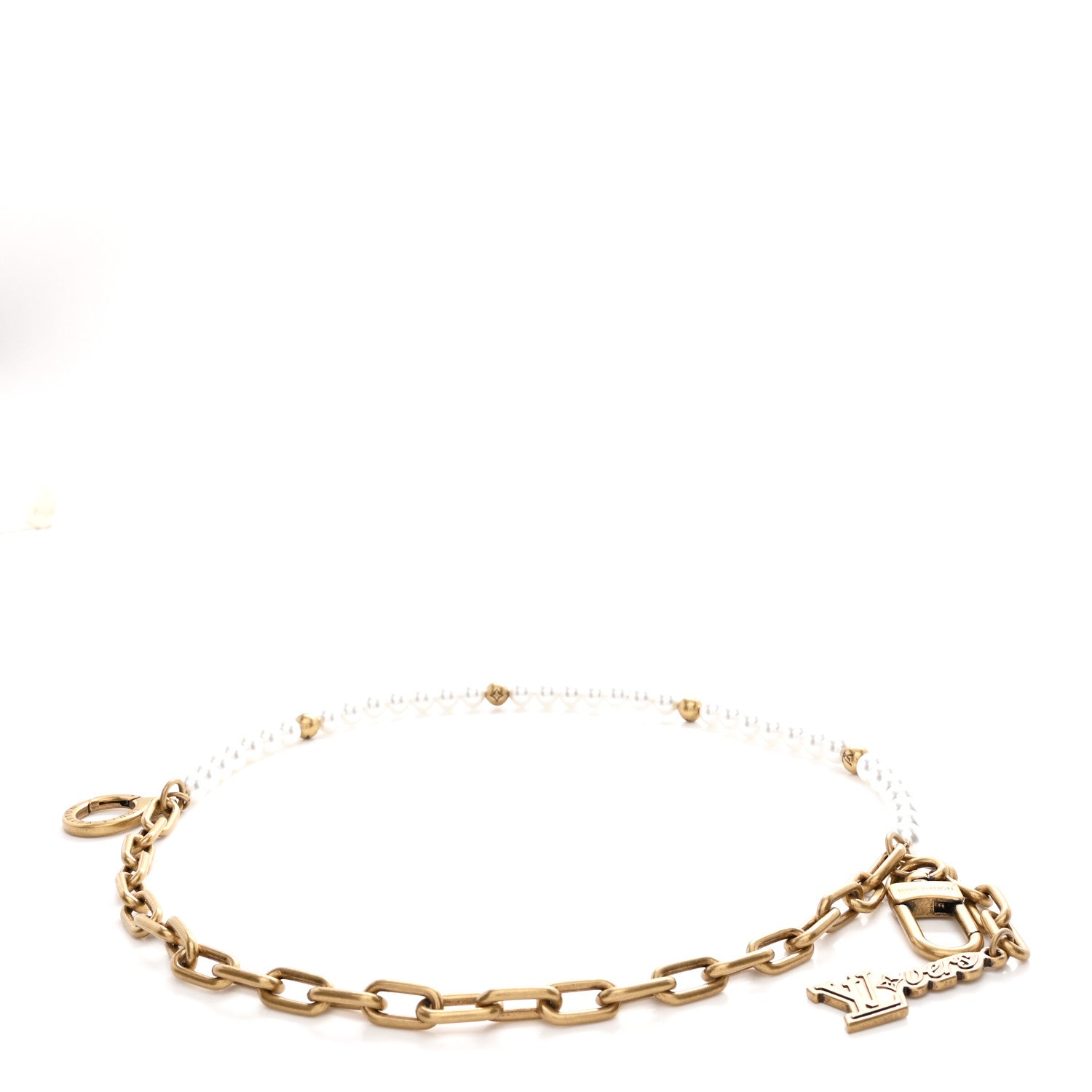 Chain Belt Pearls Bag Charm Gold
