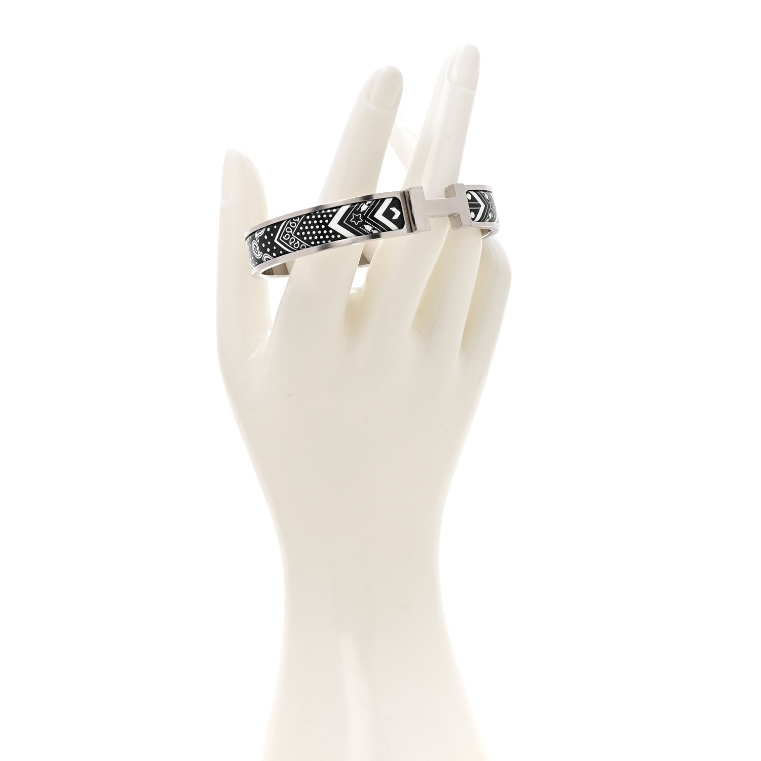 Bandana Enamel Narrow Clic Clac H Bracelet GM Black White
