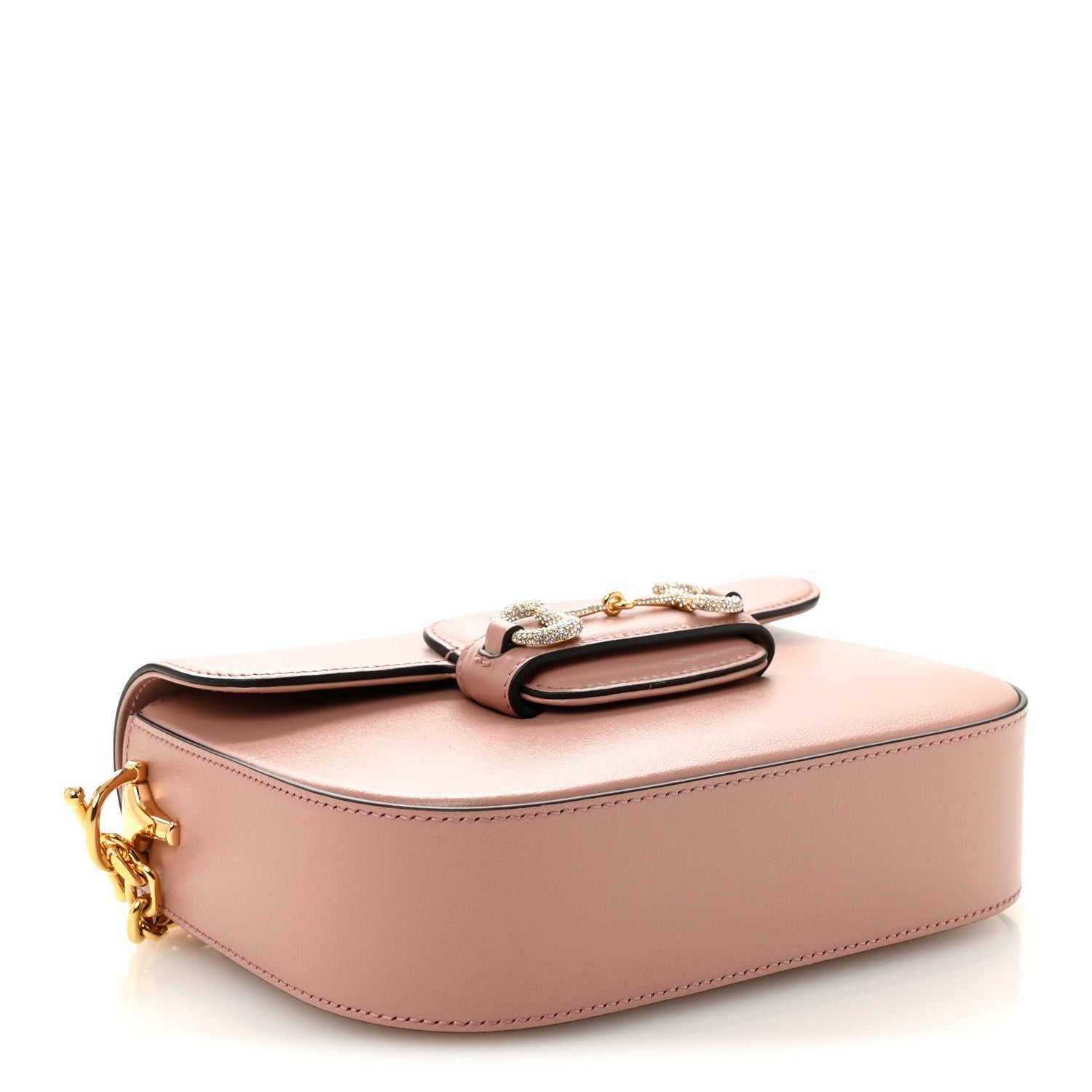 Azalea Calfskin Crystal GG Monogram Mini Horsebit 1955 Shoulder Bag Dusty Rose