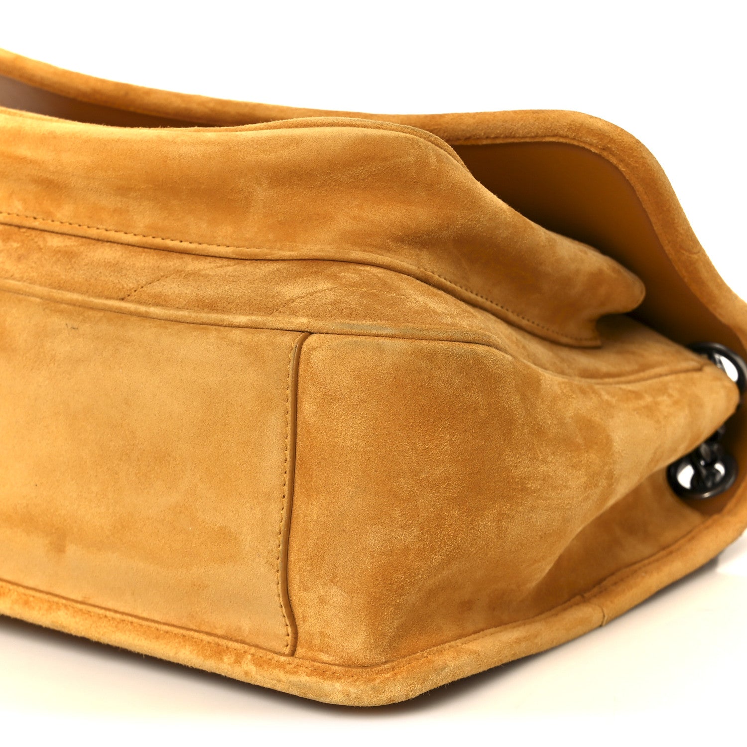 Suede Monogram Medium Niki Chain Satchel Cheddar