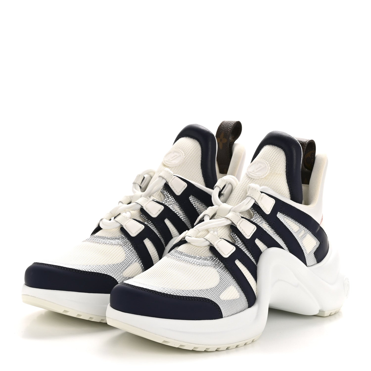 Calfskin Technical Nylon LV Archlight Sneaker 40.5 White Blue Pink