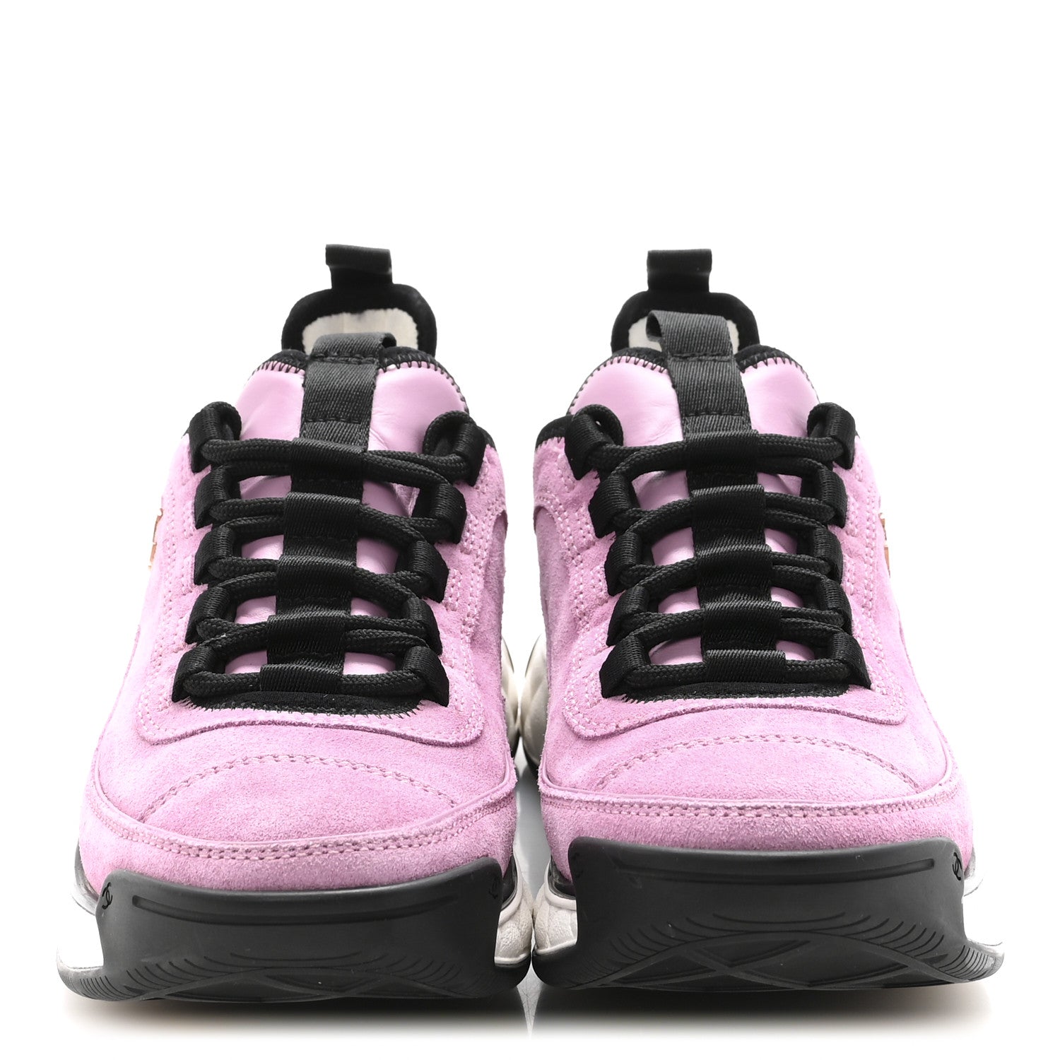 Suede Calfskin Nylon Grosgrain CC Sneakers 36.5 Dark Pink
