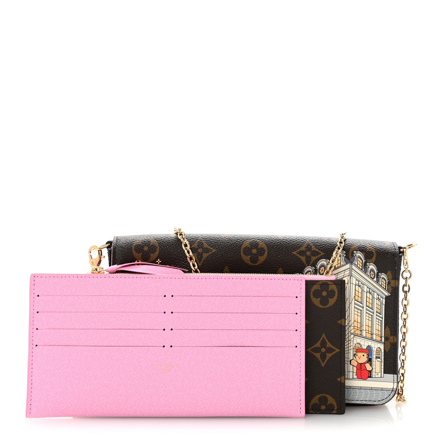 Monogram 2022 Christmas Animation Paris Pochette Felicie Chain Wallet Pink