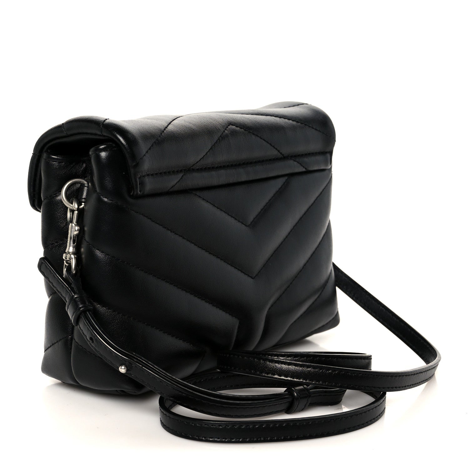 Calfskin Y Quilted Monogram Toy Loulou Crossbody Bag Black