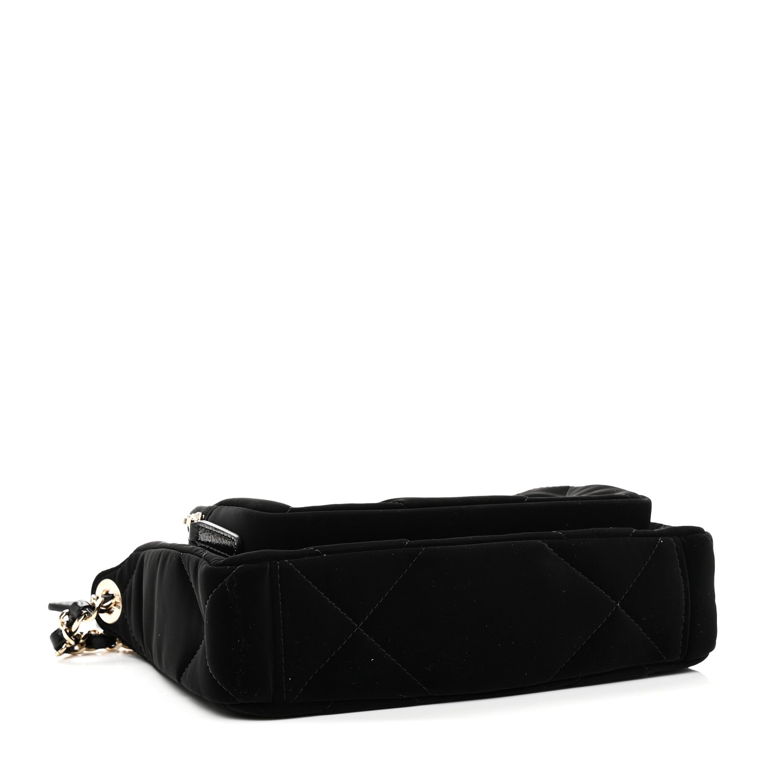 Velvet Effect Nylon Shiny Crumpled Calfskin Quilted Chanel 25 Clutch With Chain Black