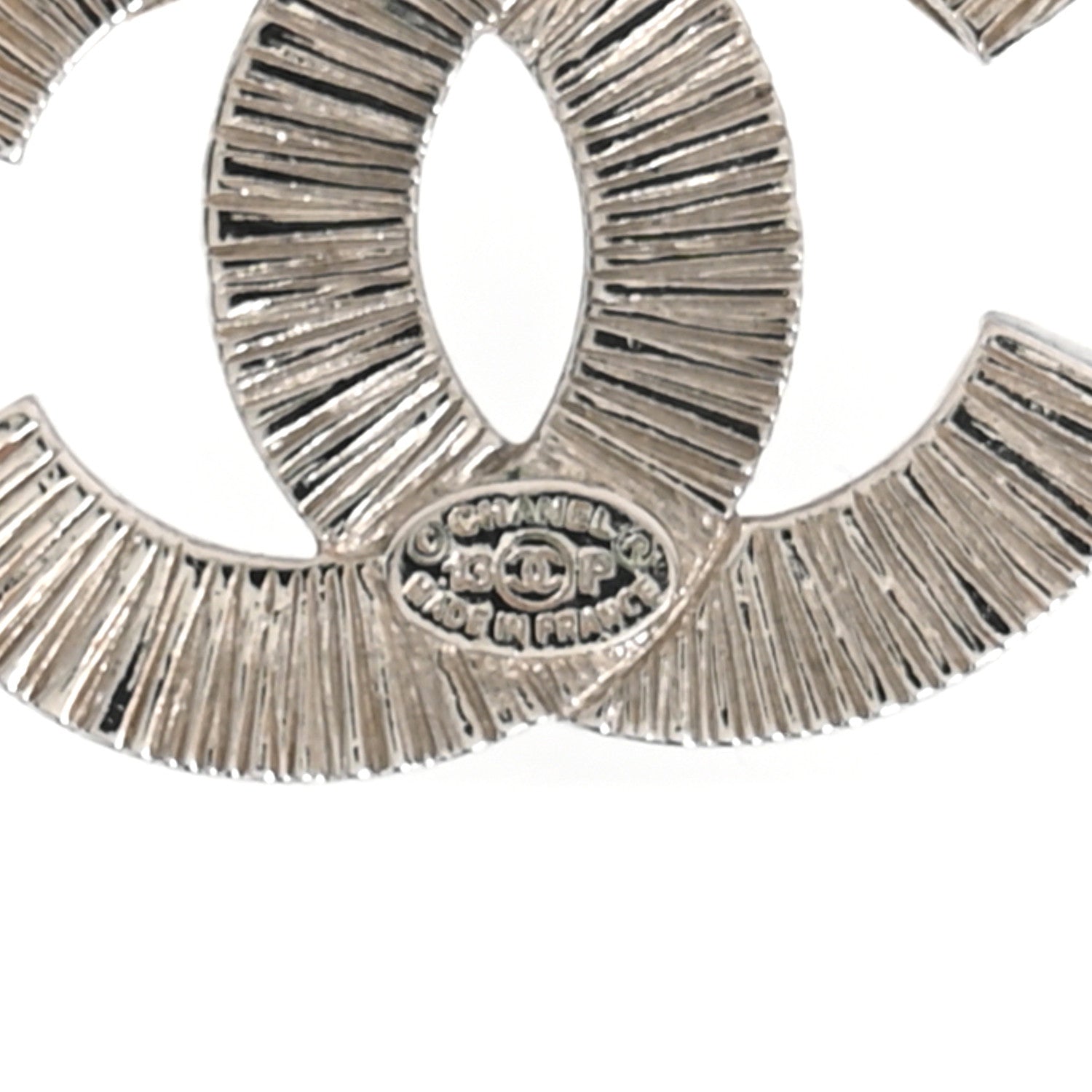 Baguette Crystal CC Drop Hoop Earrings Silver