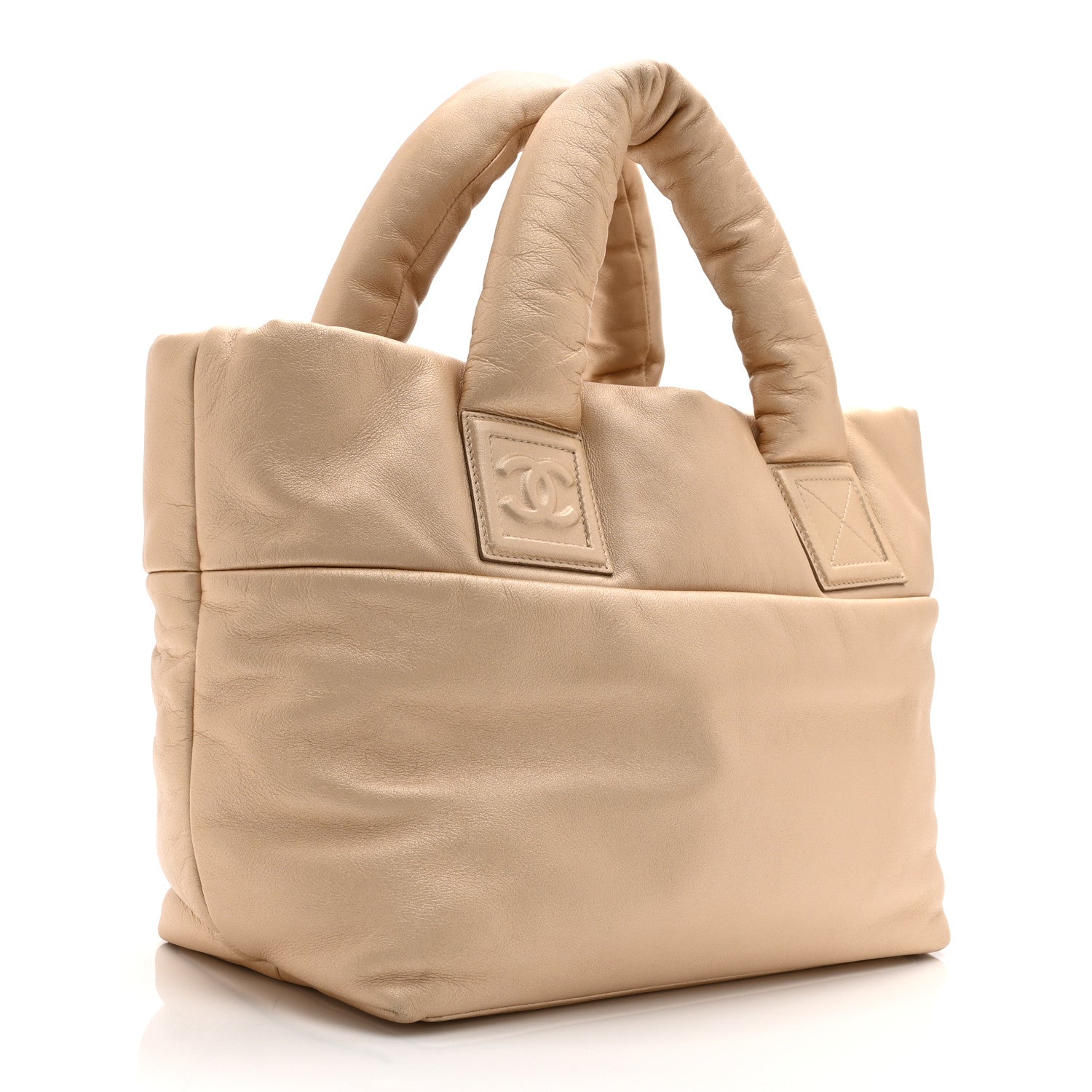 Metallic Lambskin Medium Coco Cocoon Reversible Tote Light Gold