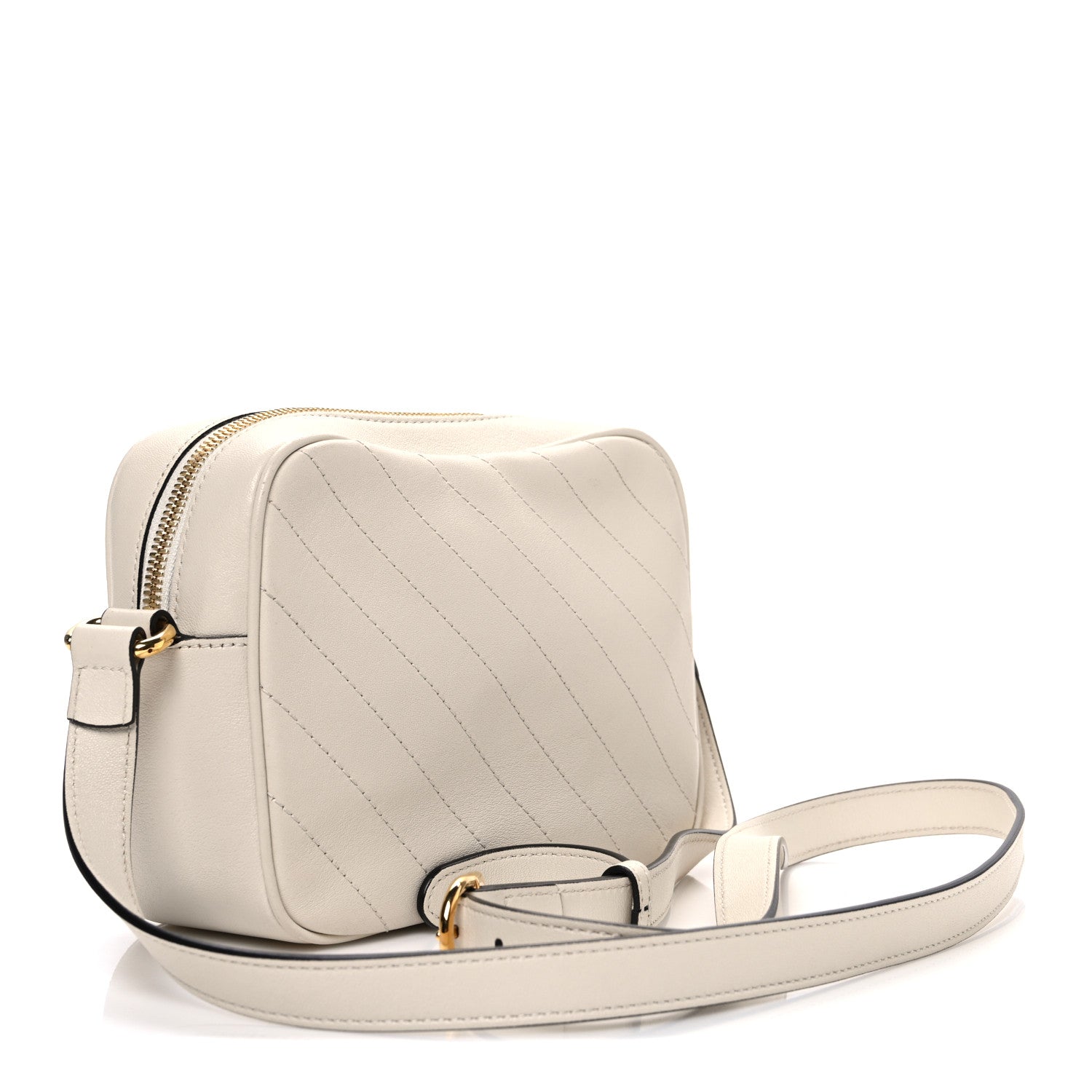 Sakai Be Green Calfskin Diagonal Stitched Small Blondie Shoulder Bag Mystic White