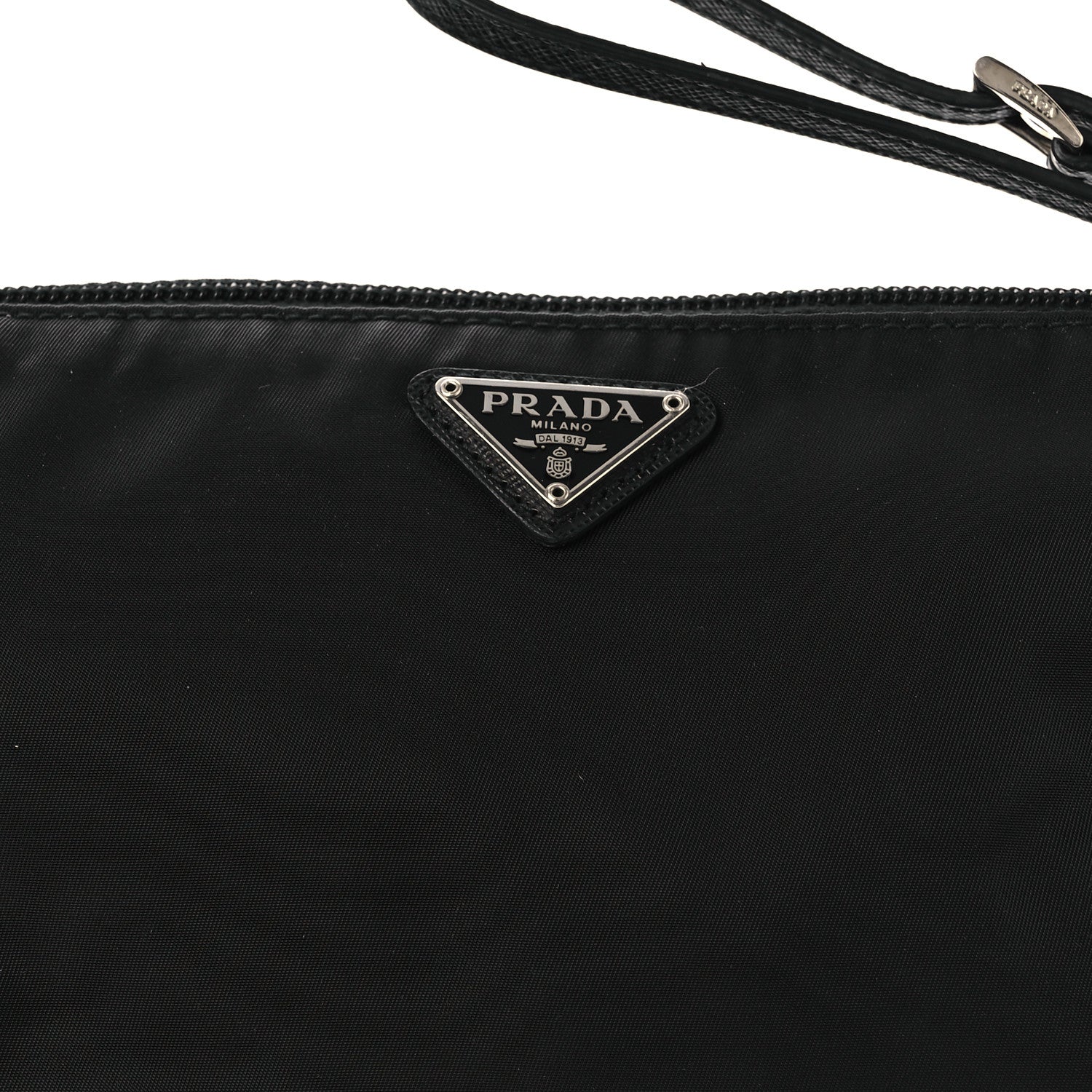 Re-Nylon Vela Saffiano Wristlet Black