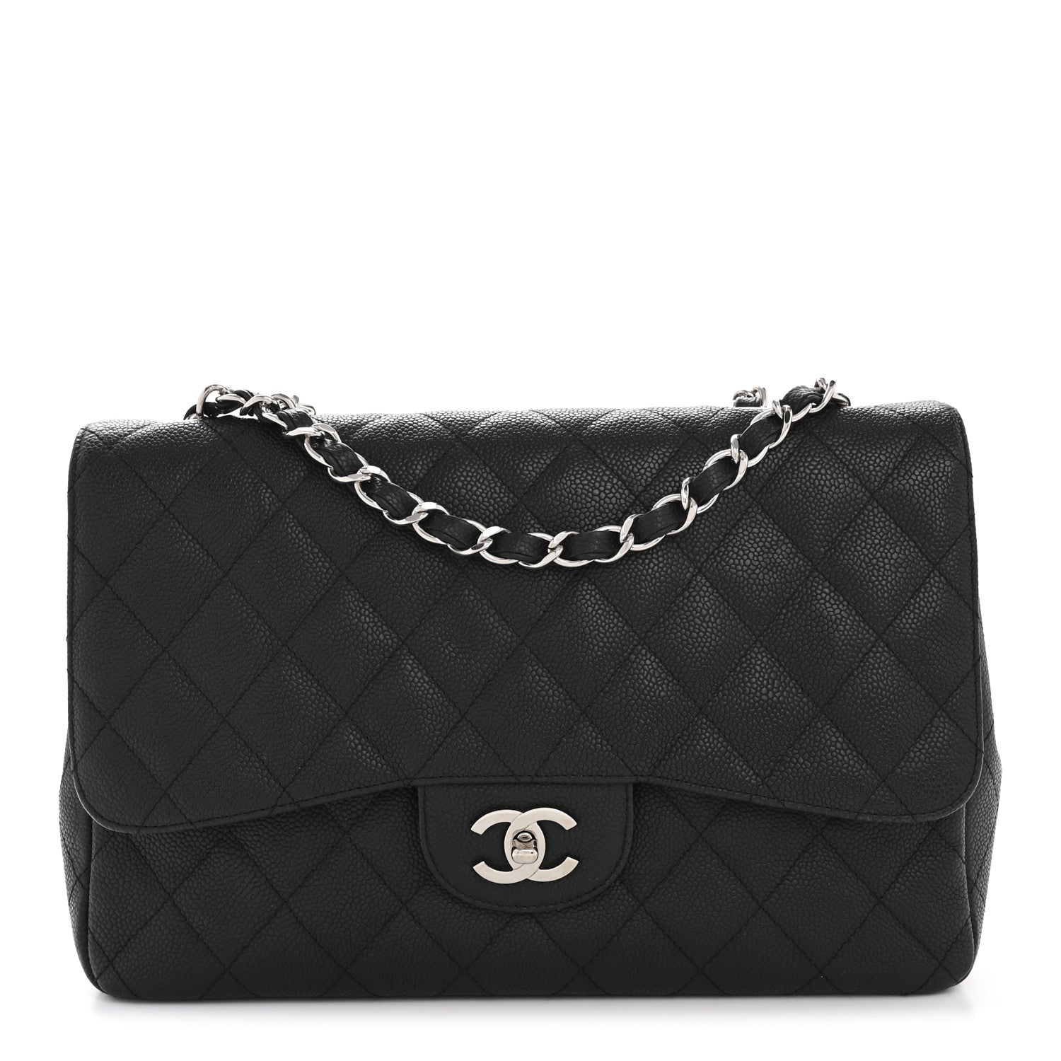 Caviar Quilted Jumbo Single Flap Black