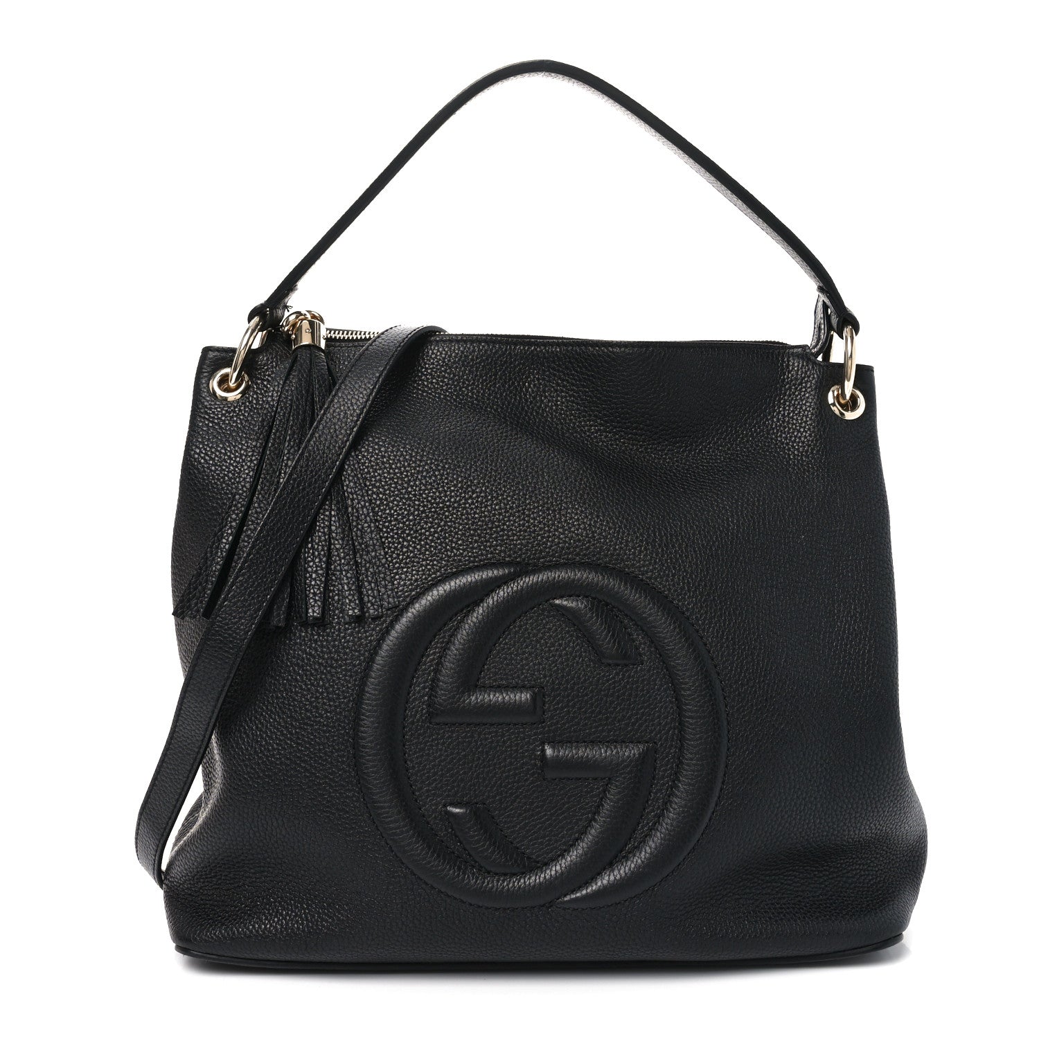 Pebbled Calfskin Large Soho Hobo Black