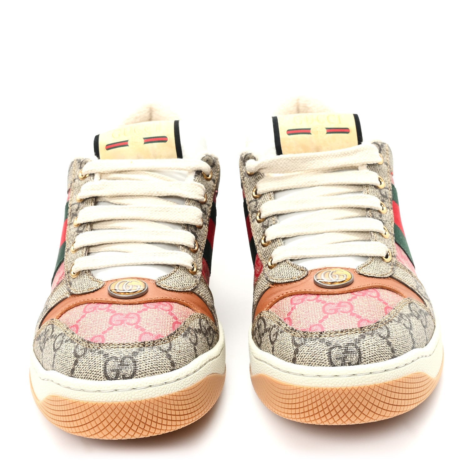 GG Supreme Monogram Harness Calfskin Web Womens Screener Sneakers 39 Beige Ebony Rosso Harness Brown