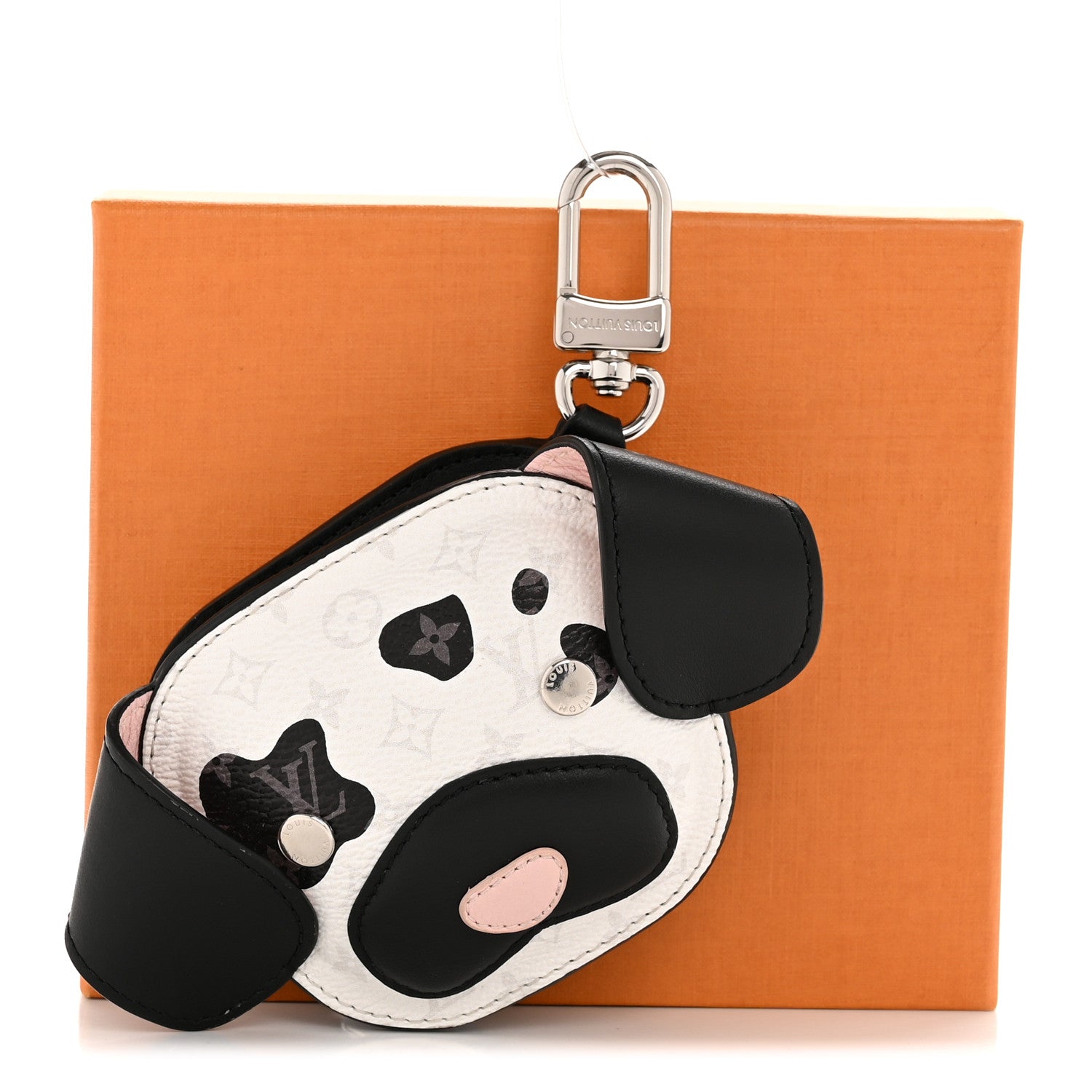 Monogram Dog Bag Bag Charm Key Holder Black