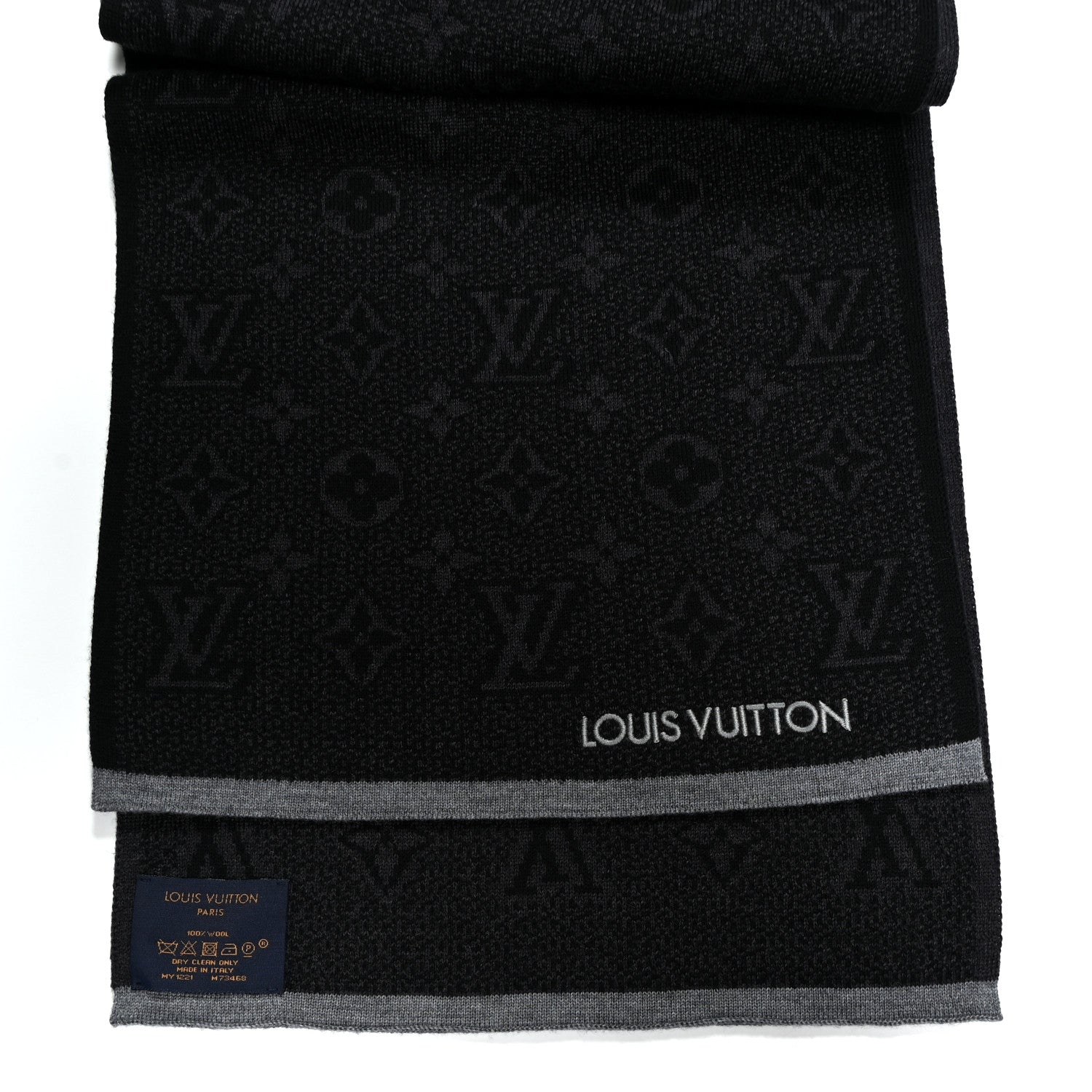 Wool My Monogram Eclipse Scarf Grey