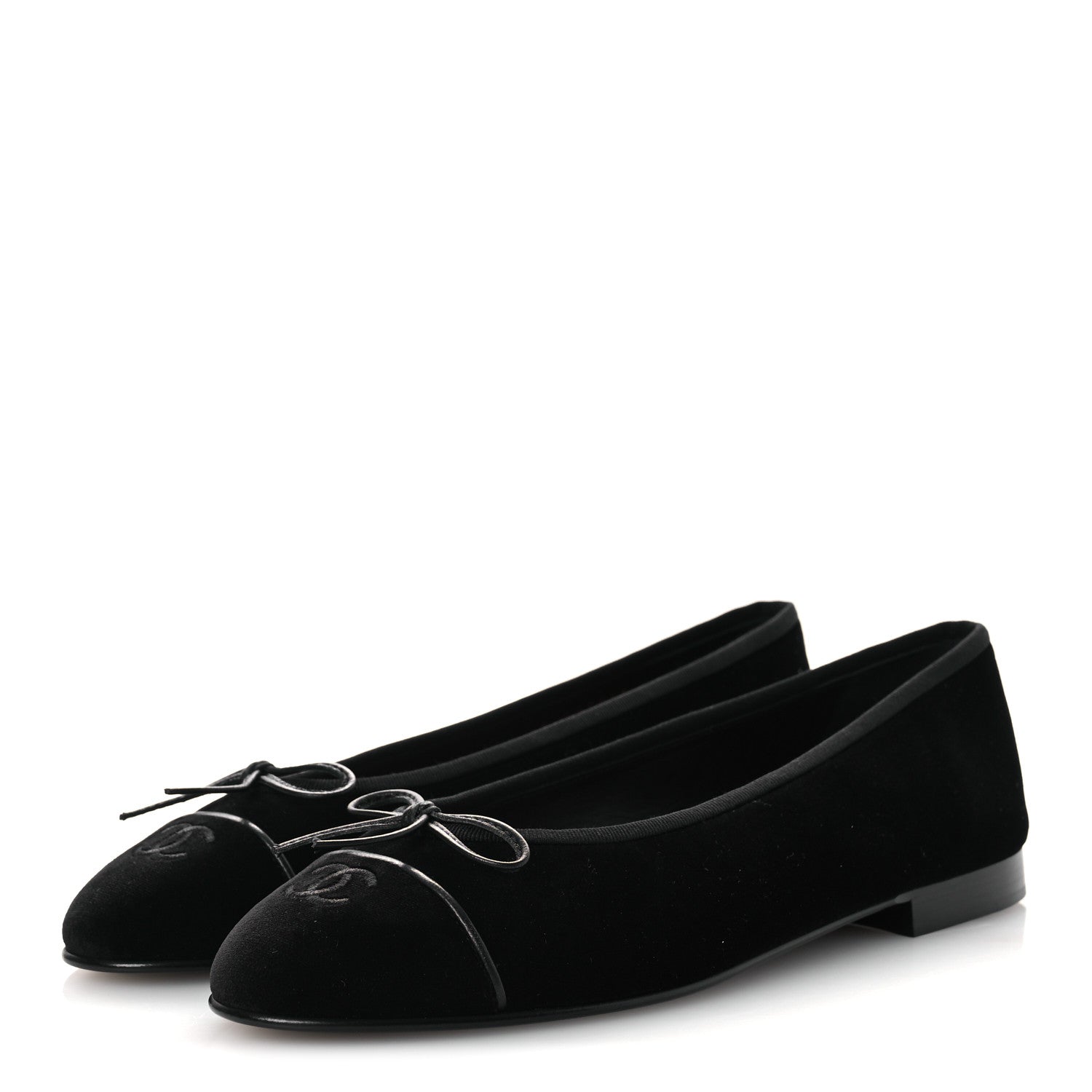 Velvet Cap Toe Ballerina Flats 40 Black