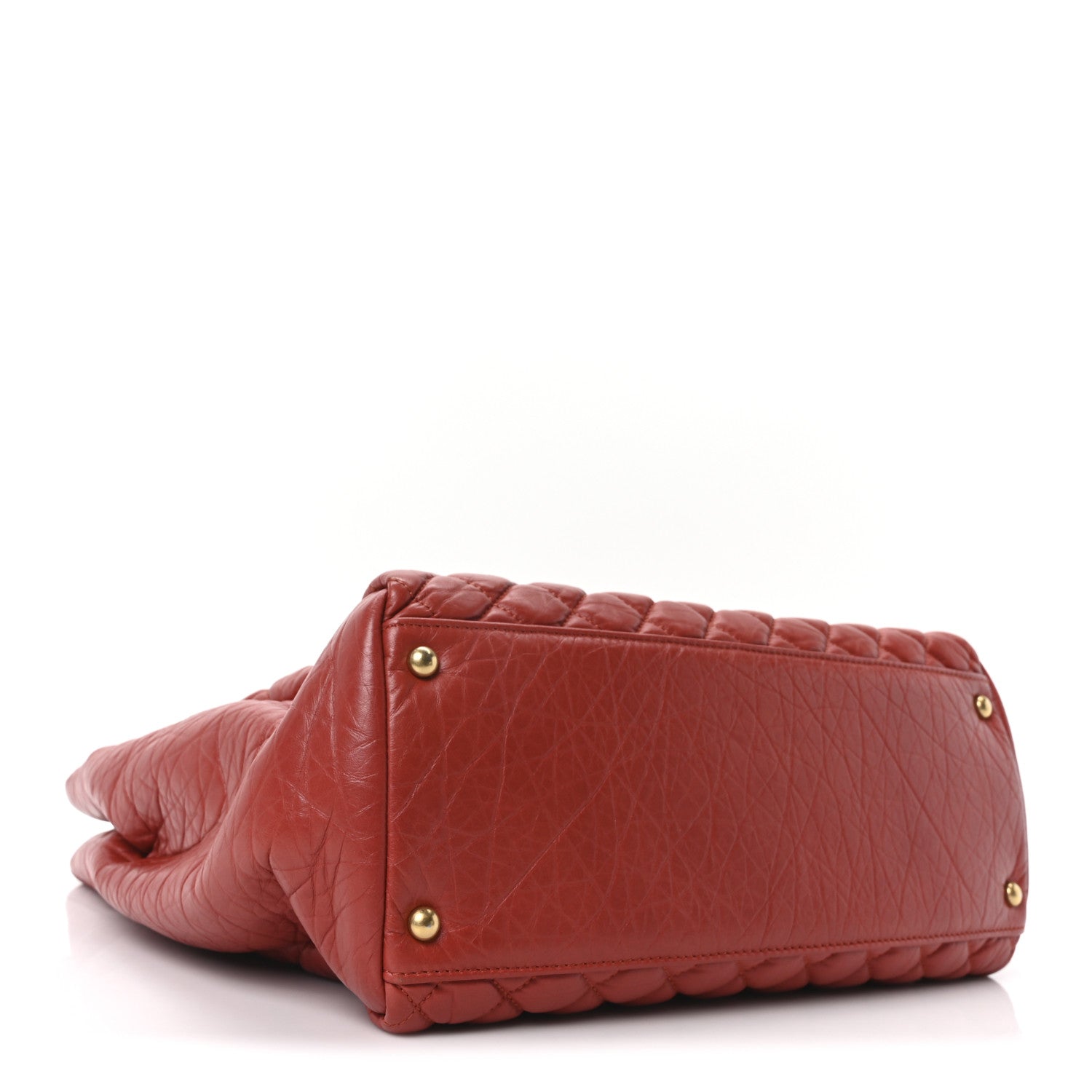 Lambskin Quilted Medium New Bubble North South Tote Red