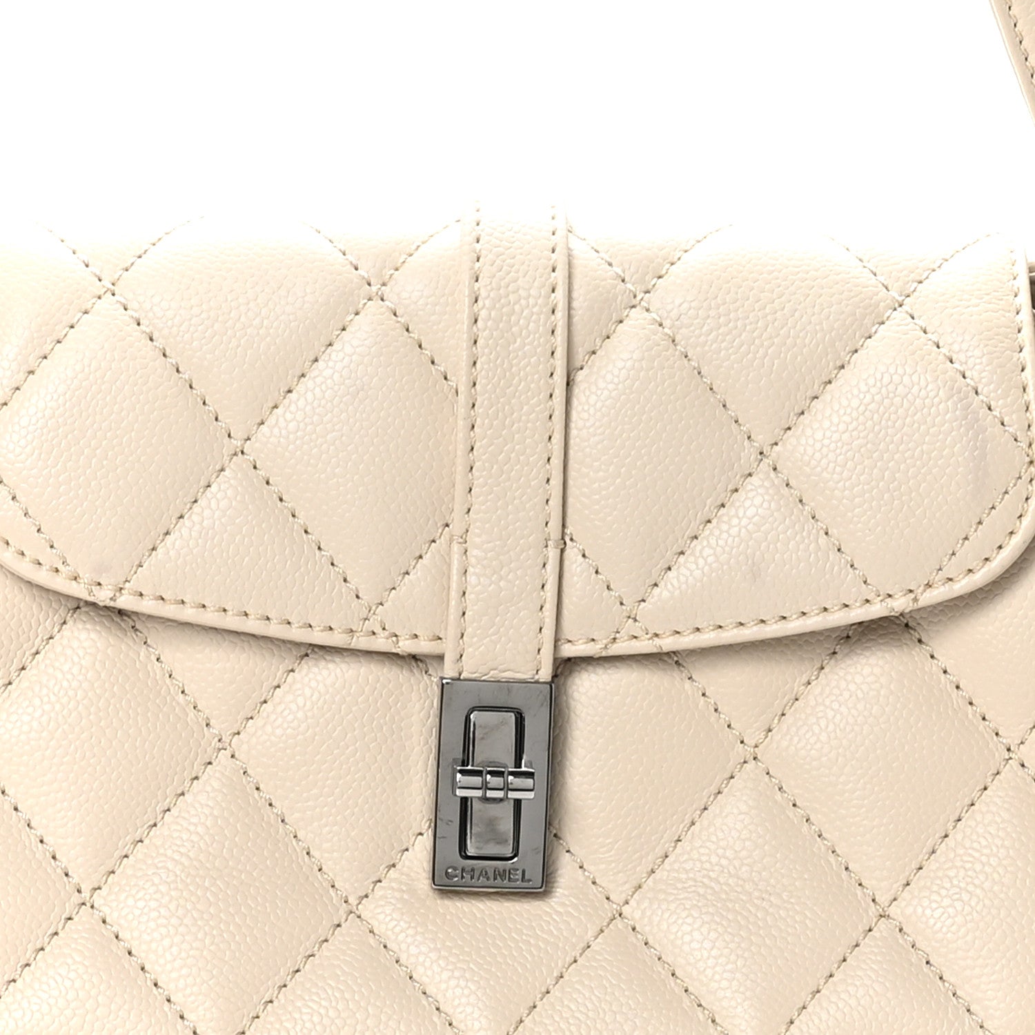Caviar Quilted Mademoiselle Flap Bag Light Beige