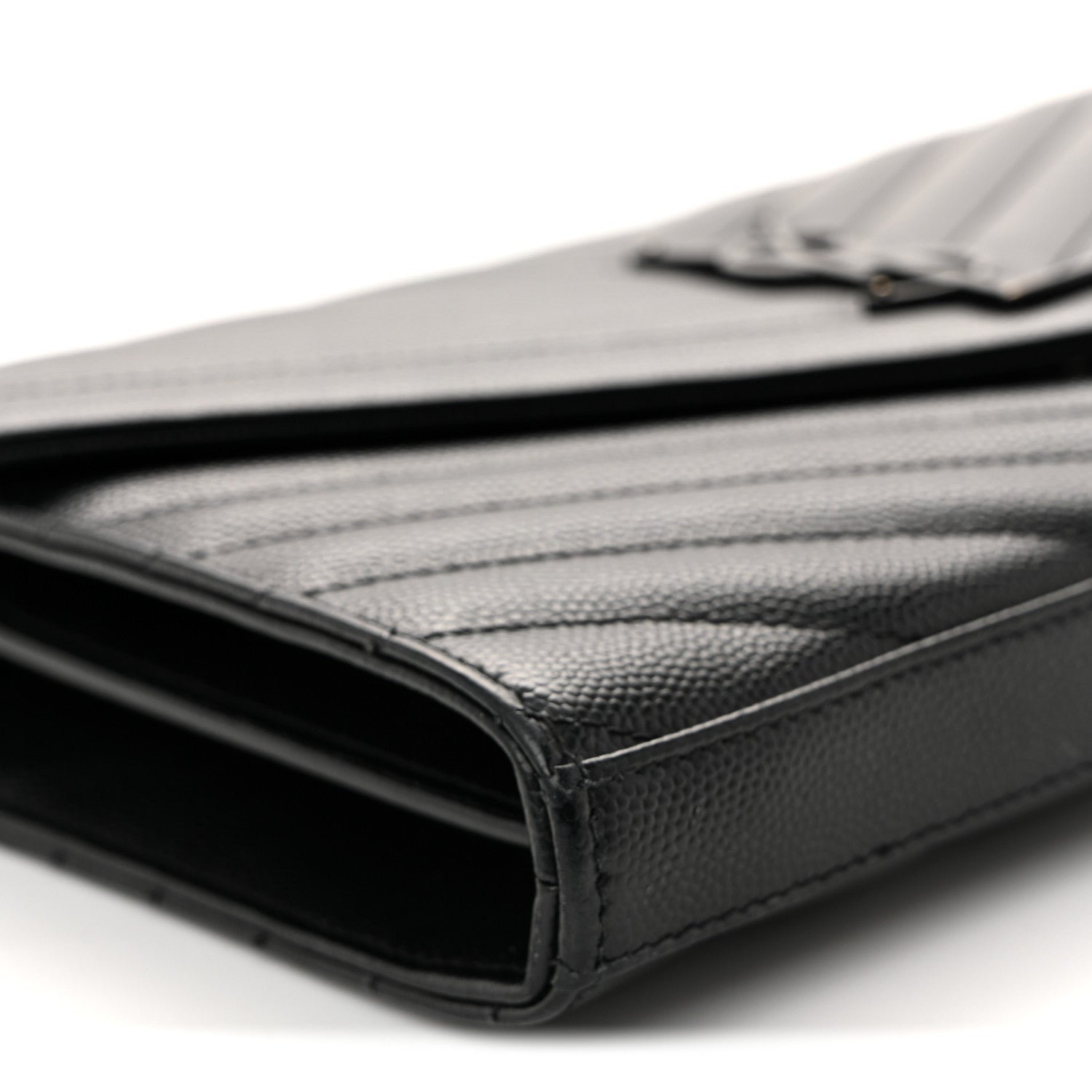 Grain De Poudre Matelasse Chevron Monogram Monochrome Chain Wallet Black