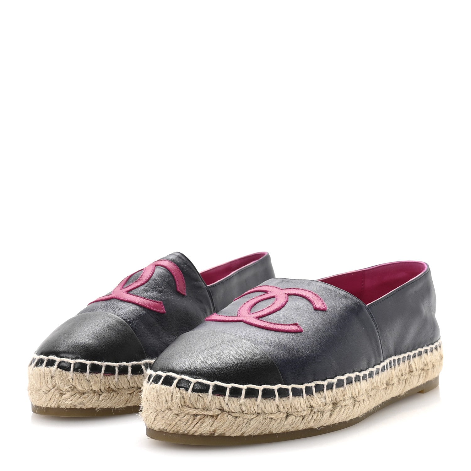 Lambskin CC Espadrilles 37 Navy Fuchsia Black