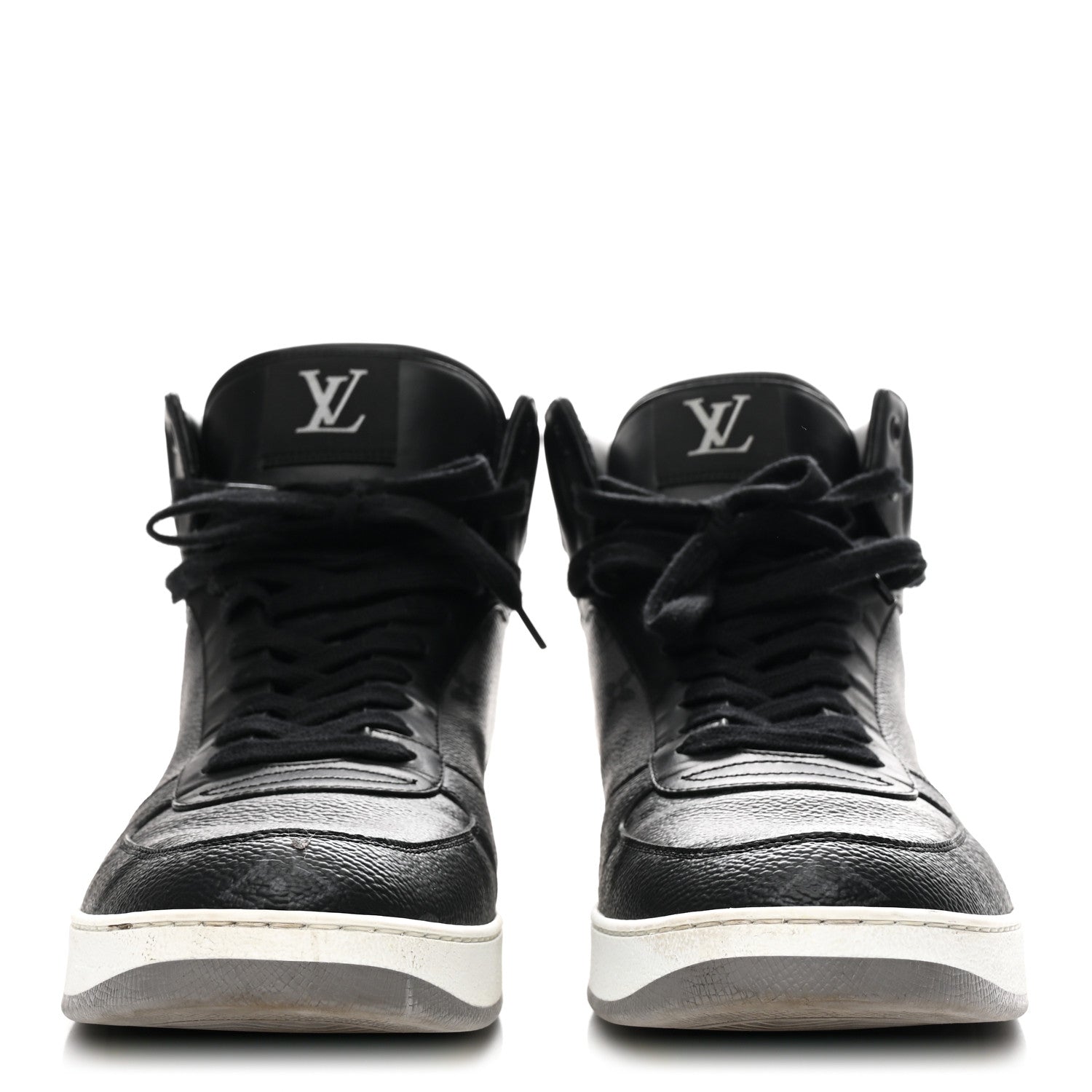Calfskin Monogram Eclipse Mens Rivoli High Top Sneakers 10 Black Grey