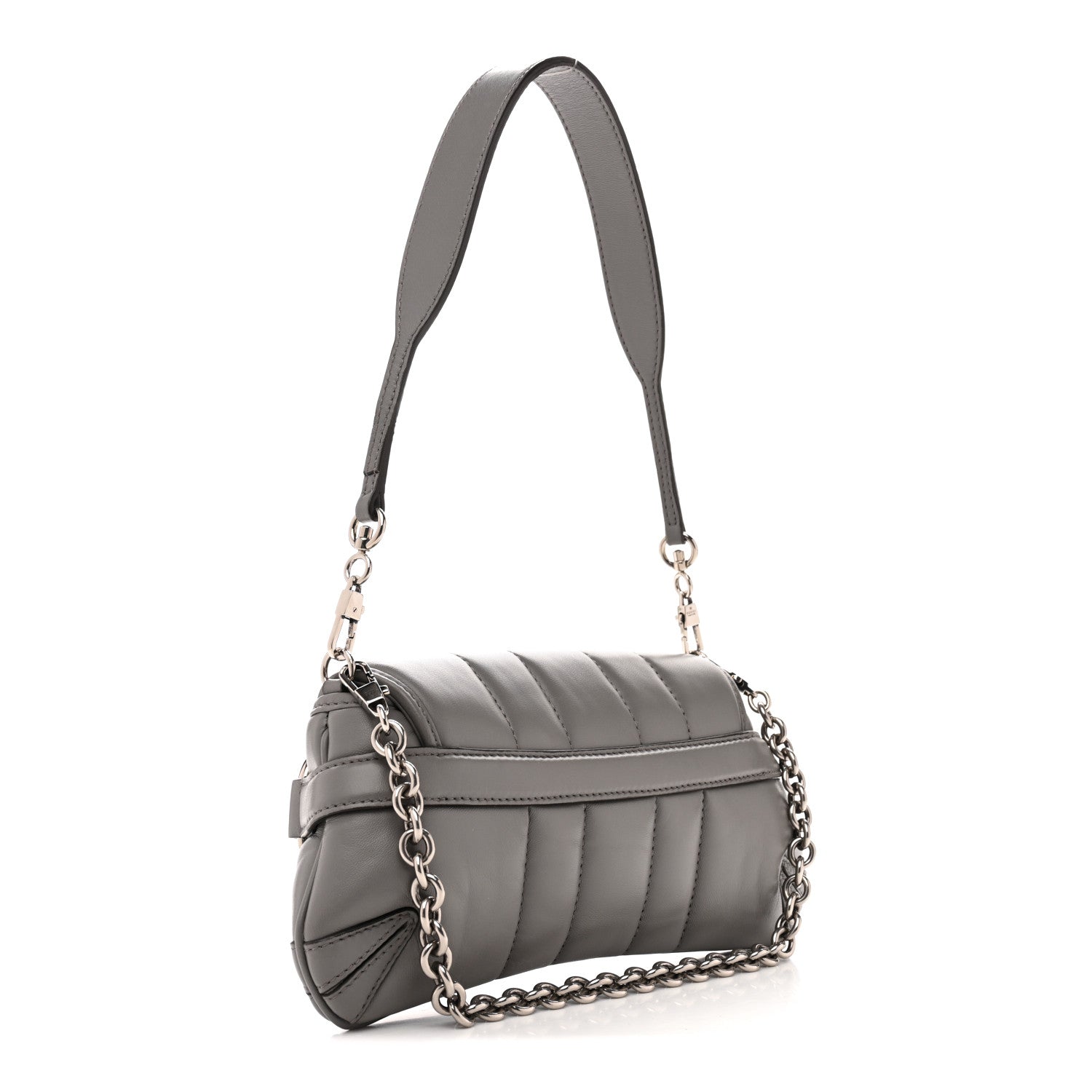 Nappa Vertical Matelasse Small Maxi Horsebit Chain Shoulder Bag Gray