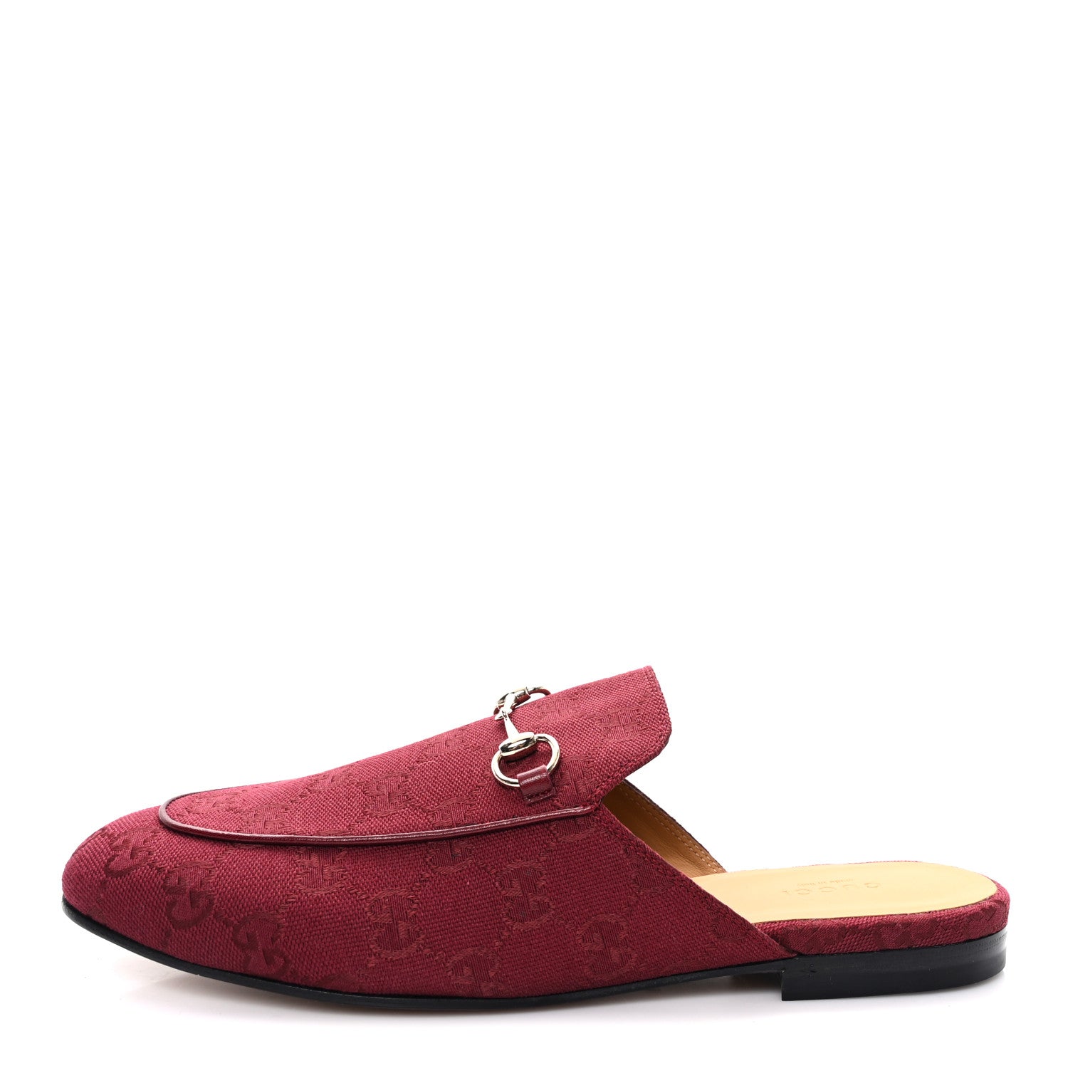New Canvas GG Monogram Malaga Kid Womens Princetown Slippers 40 Rosso Ancora