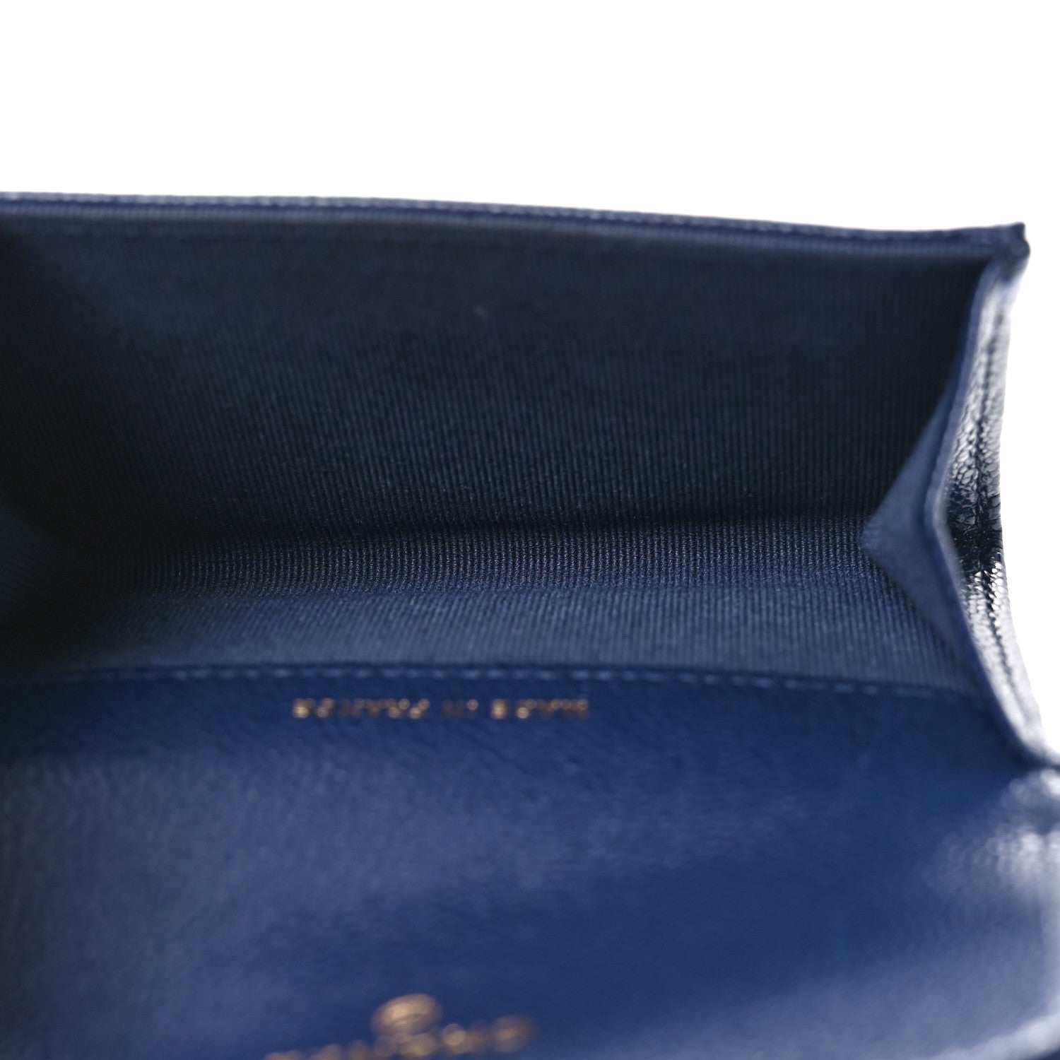 Caviar Quilted Flap Card Holder Wallet Navy Blue