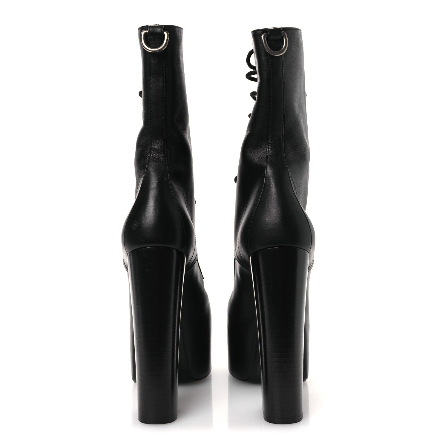Calfskin Mina Lace Up Platform Boots 40 Black
