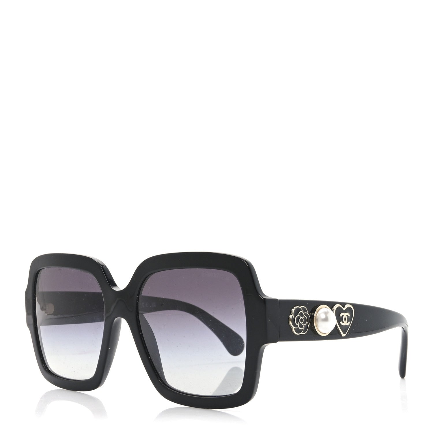 Acetate Charms Pearl Square Sunglasses 5479 Black Gold