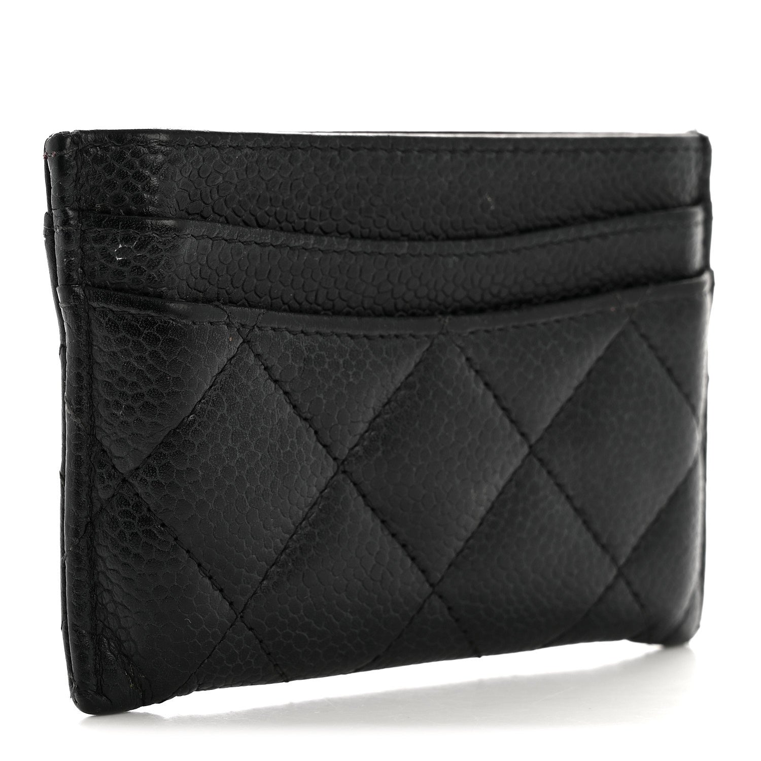 Caviar Quilted Card Holder Black