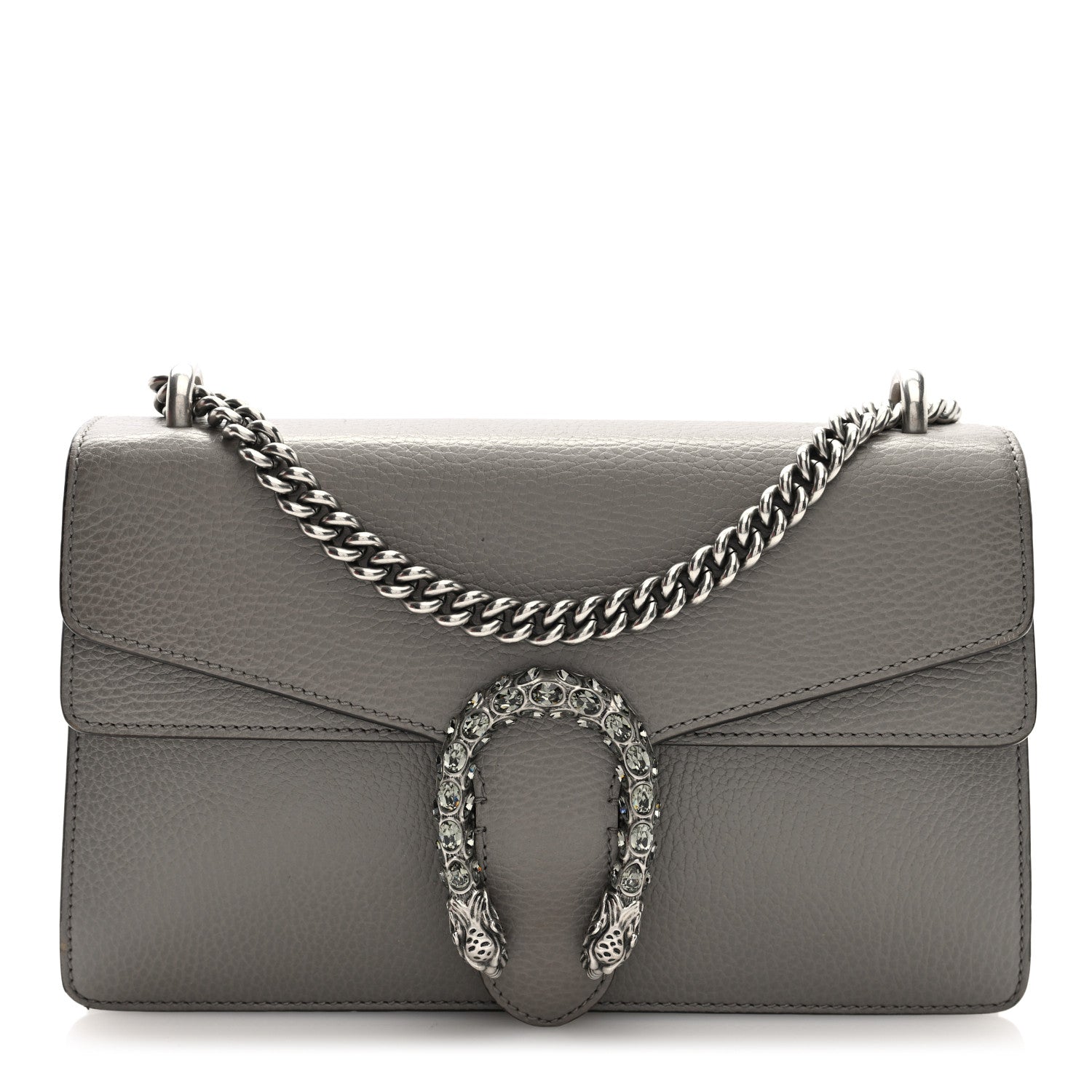 Pebbled Calfskin Small Dionysus Shoulder Bag Dusty Grey
