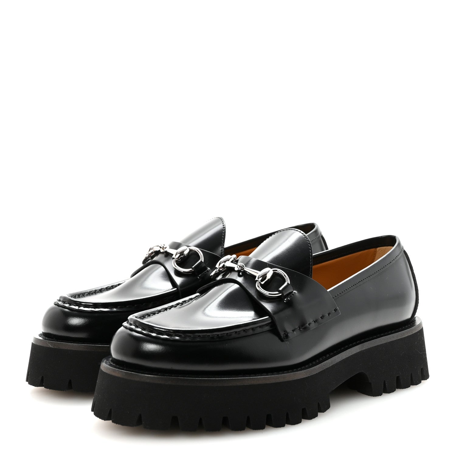 Cordovan Lux Womens Horsebit 45mm Platform Loafers 37 Black