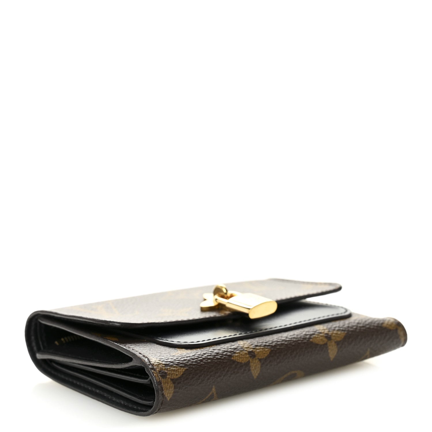 Monogram Flower Lock Compact Wallet Black
