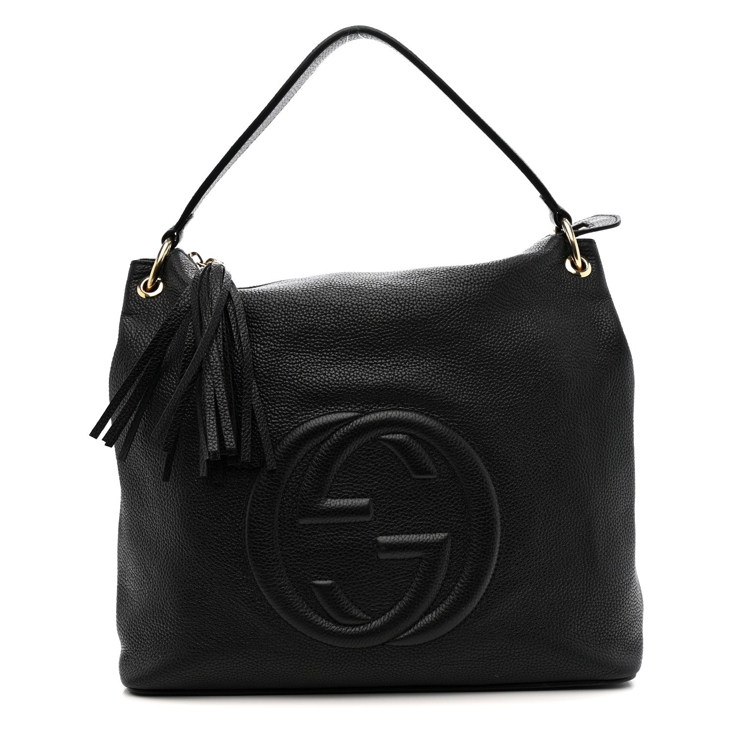 Pebbled Calfskin Large Soho Hobo Black