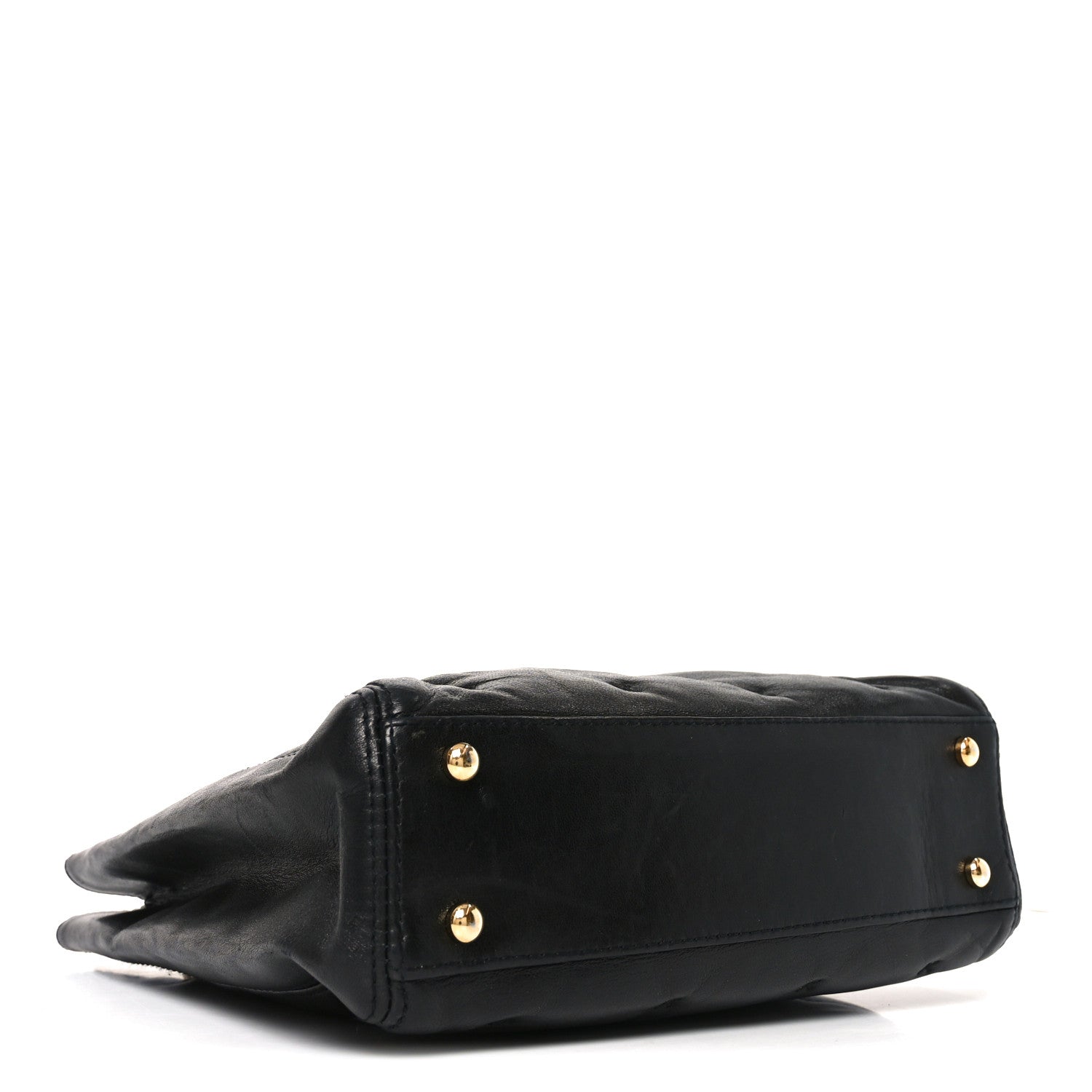 Lambskin Cross Stitch Shopper Tote Black